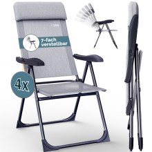 Gartenstuhl klappbar 4er-Set Grau meliert Alu Hochlehner verstellbar Gartenstuhl klappbar 4er-Set Grau meliert Alu Hochlehner verstellbar