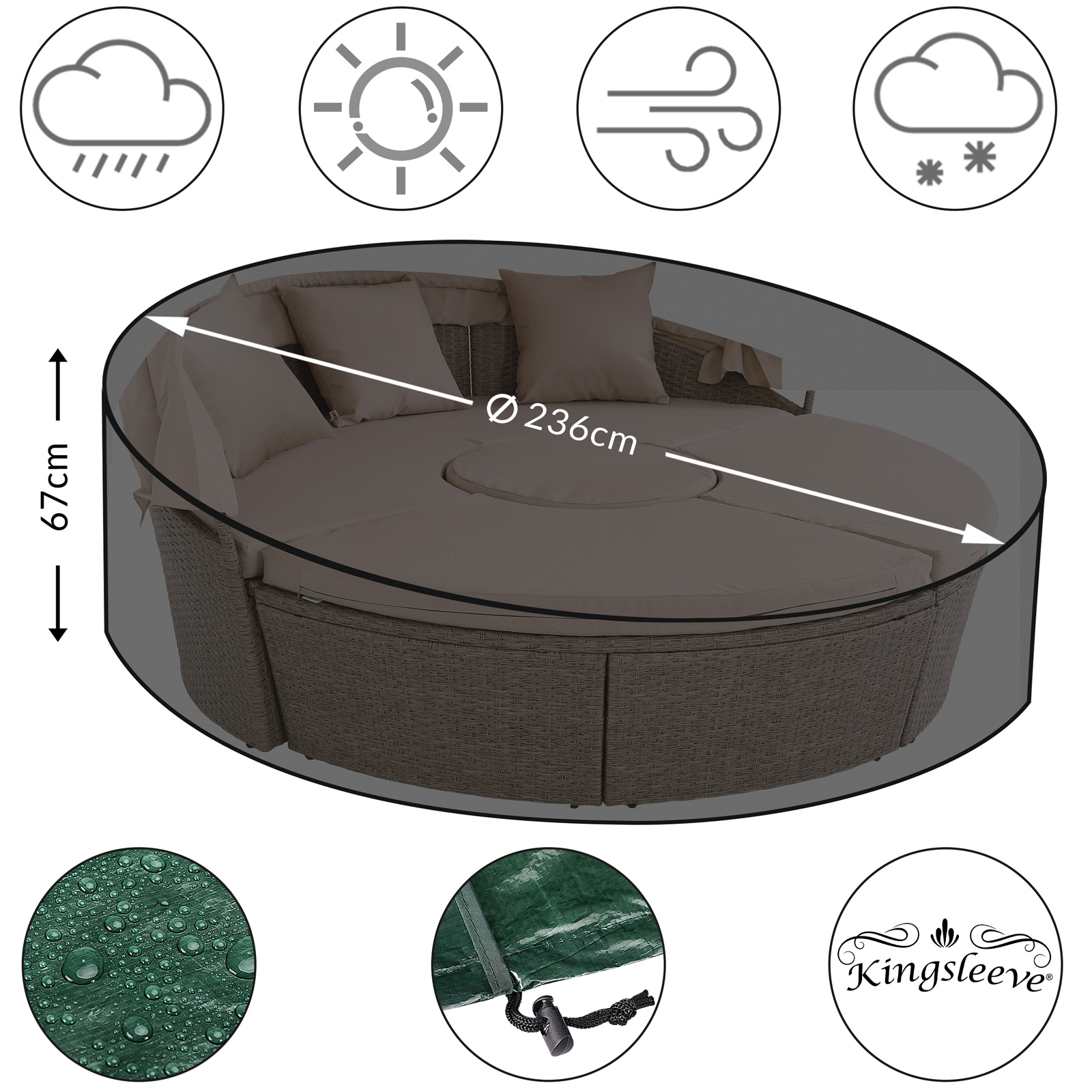 Abdeckung Sonneninsel Grün Ø236cm – Bild 2