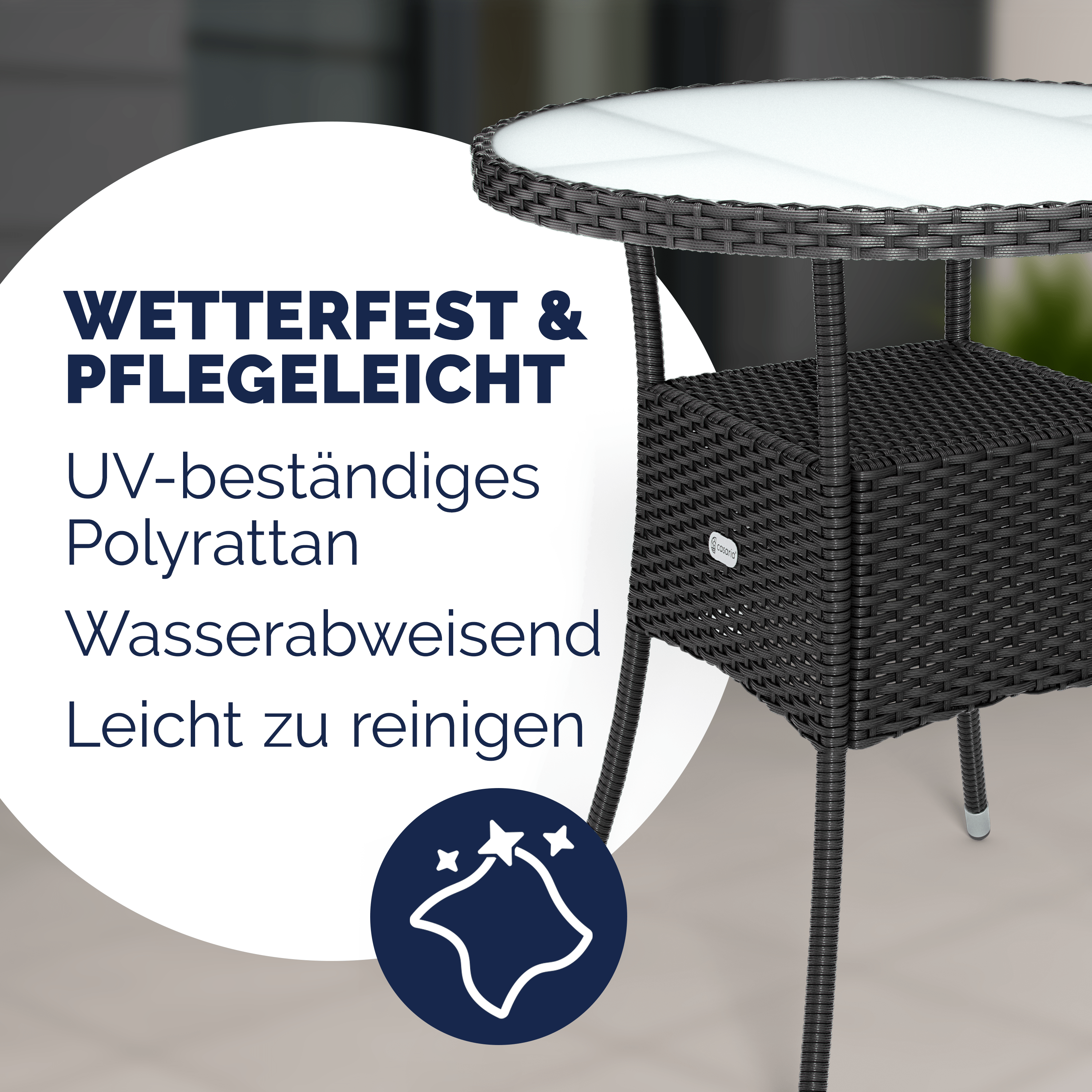 Polyrattan-Tisch Schwarz rund Ø60cm – Bild 2