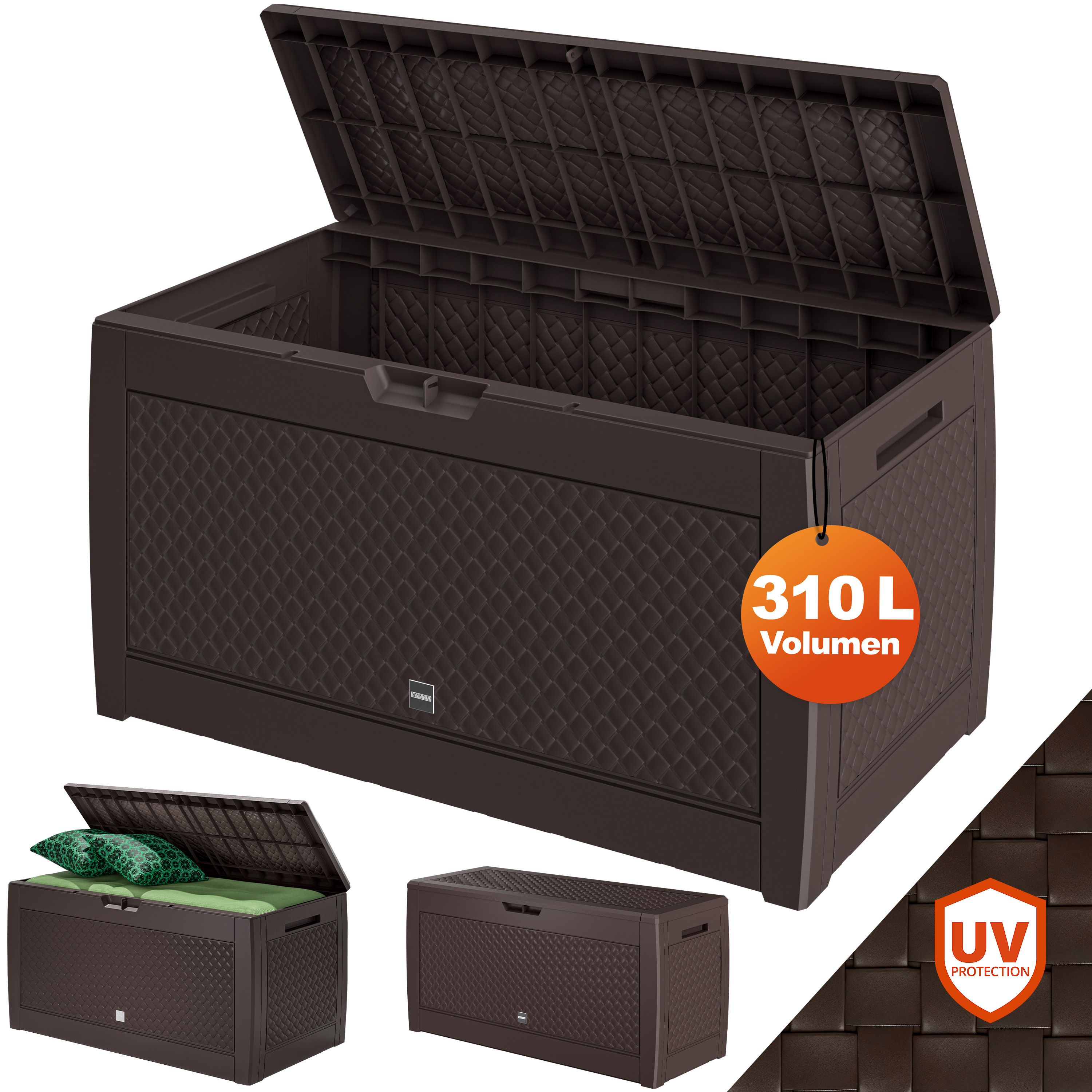 Gartenbox Matuba 310L Braun Flechtoptik wasserdicht – Bild 2