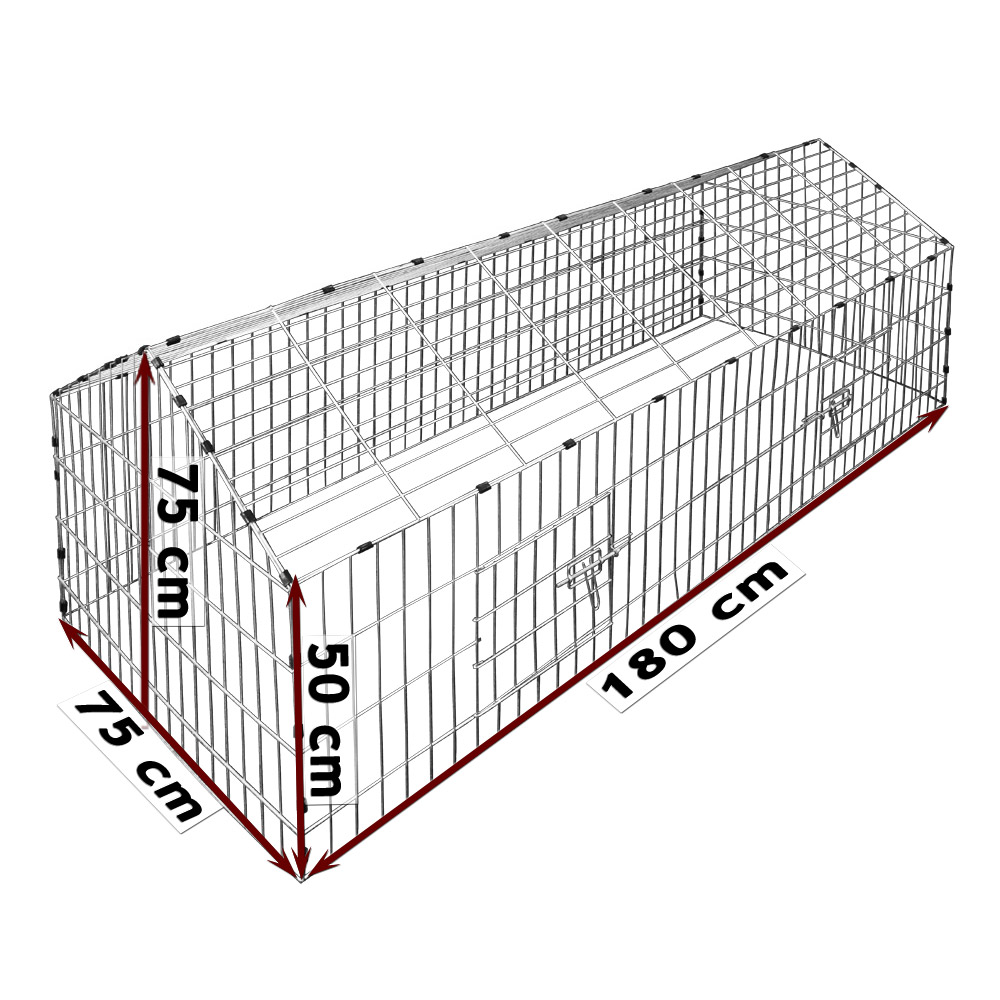 Kaninchen-Freilaufgehege Schwarz 180x75x75cm Sonnenschutz – Bild 2