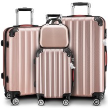 Hartschalenkoffer Set 4-tlg mit Zubehör Rollen 360º Rosé ABS Hartschalenkoffer Set 4-tlg mit Zubehör Rollen 360º Rosé ABS