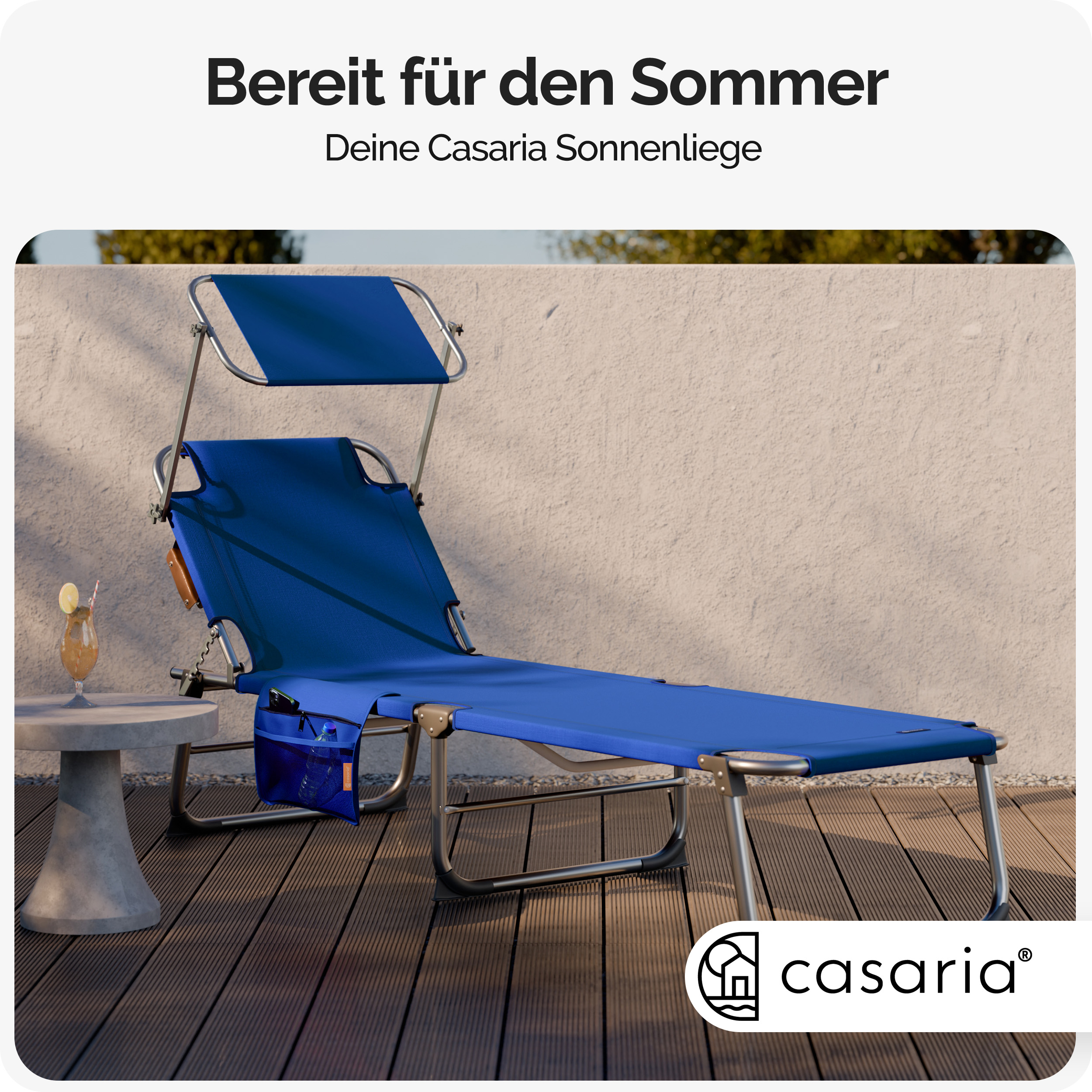 Sonnenliege Ibiza 2er-Set Blau Alu mit Sonnendach – Bild 2