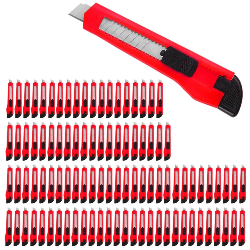 Cuttermesser 100er-Set Rot mit Abbrechklingen Cuttermesser 100er-Set Rot mit Abbrechklingen