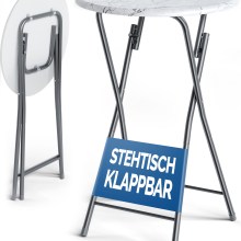 Stehtisch klappbar Ø60cm Marmoroptik Weiß 110cm Höhe Stehtisch klappbar Ø60cm Marmoroptik Weiß 110cm Höhe
