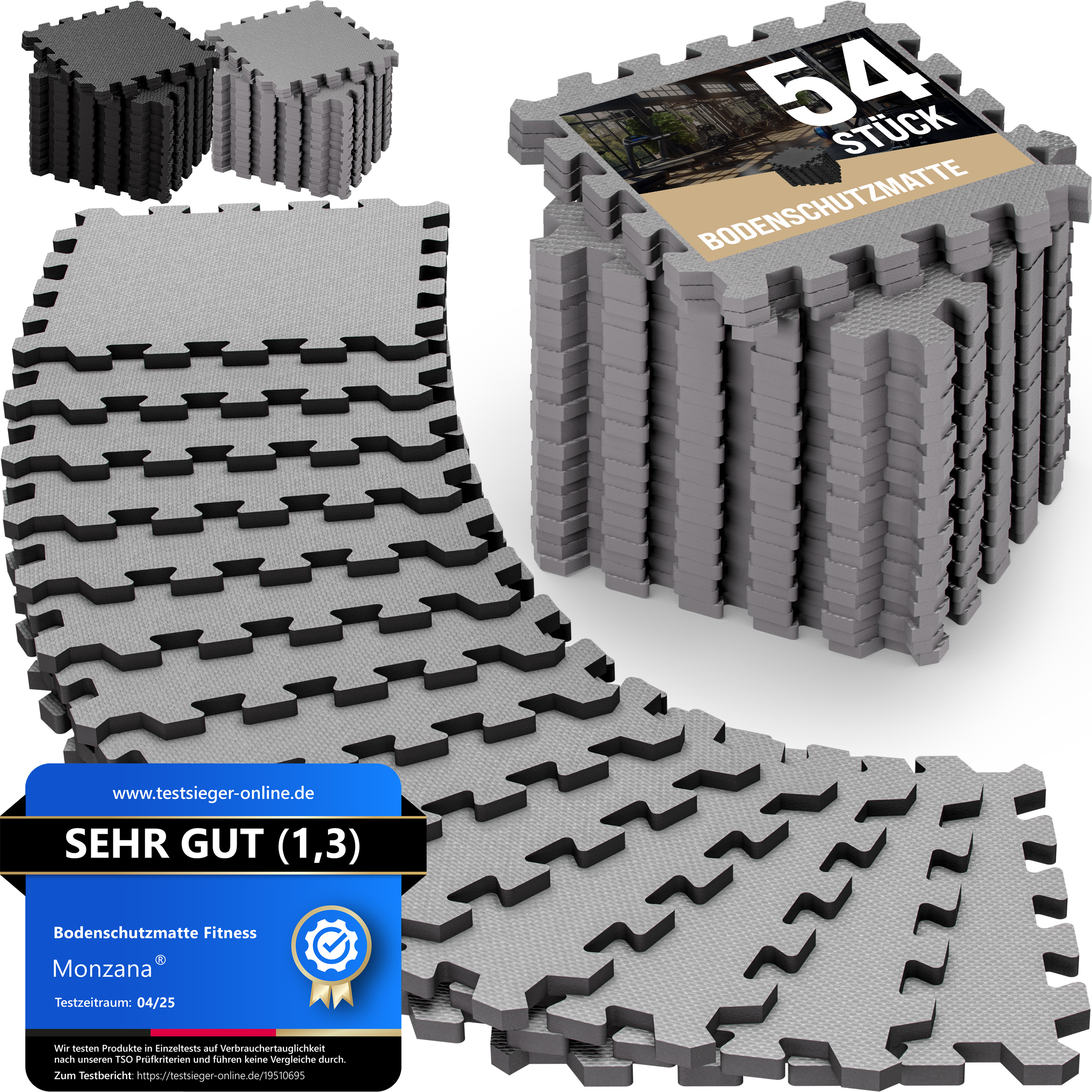 Bodenschutz-/Puzzlematten 54er-Set Grau 264x175x1cm Bodenschutz-/Puzzlematten 54er-Set Grau 264x175x1cm