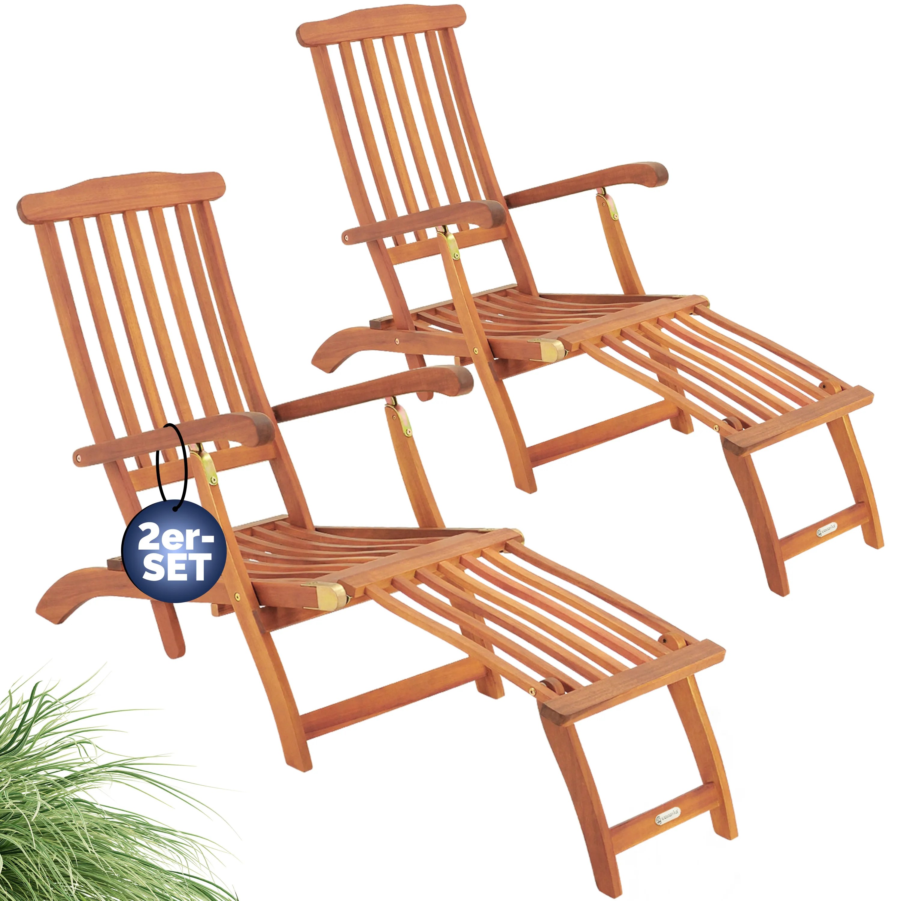 Gartenliege 2er-Set FSC®-zertifiziert Akazie klappbar 160kg belastbar Gartenliege 2er-Set FSC®-zertifiziert Akazie klappbar 160kg belastbar
