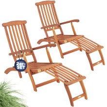 Gartenliege 2er-Set FSC®-zertifiziert Akazie klappbar 160kg belastbar Gartenliege 2er-Set FSC®-zertifiziert Akazie klappbar 160kg belastbar