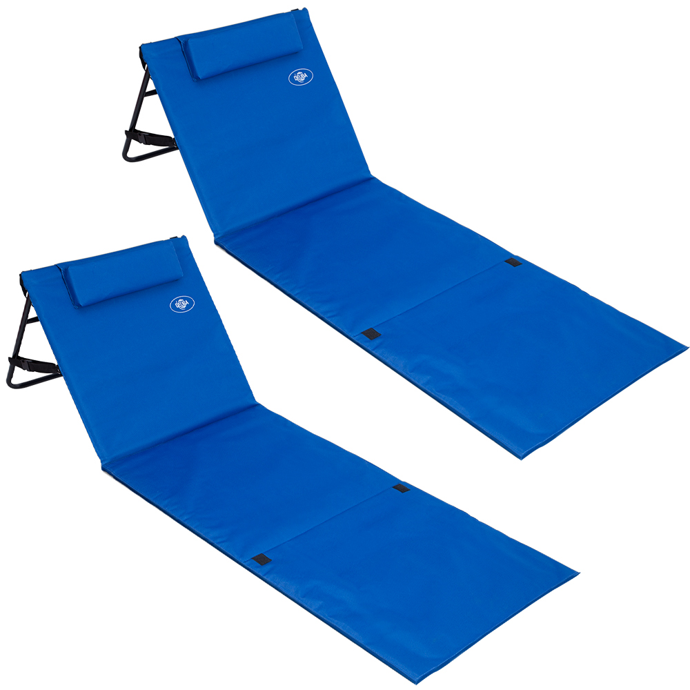 Strandmatte 2er-Set Blau 158x56x46cm gepolstert – Bild 2
