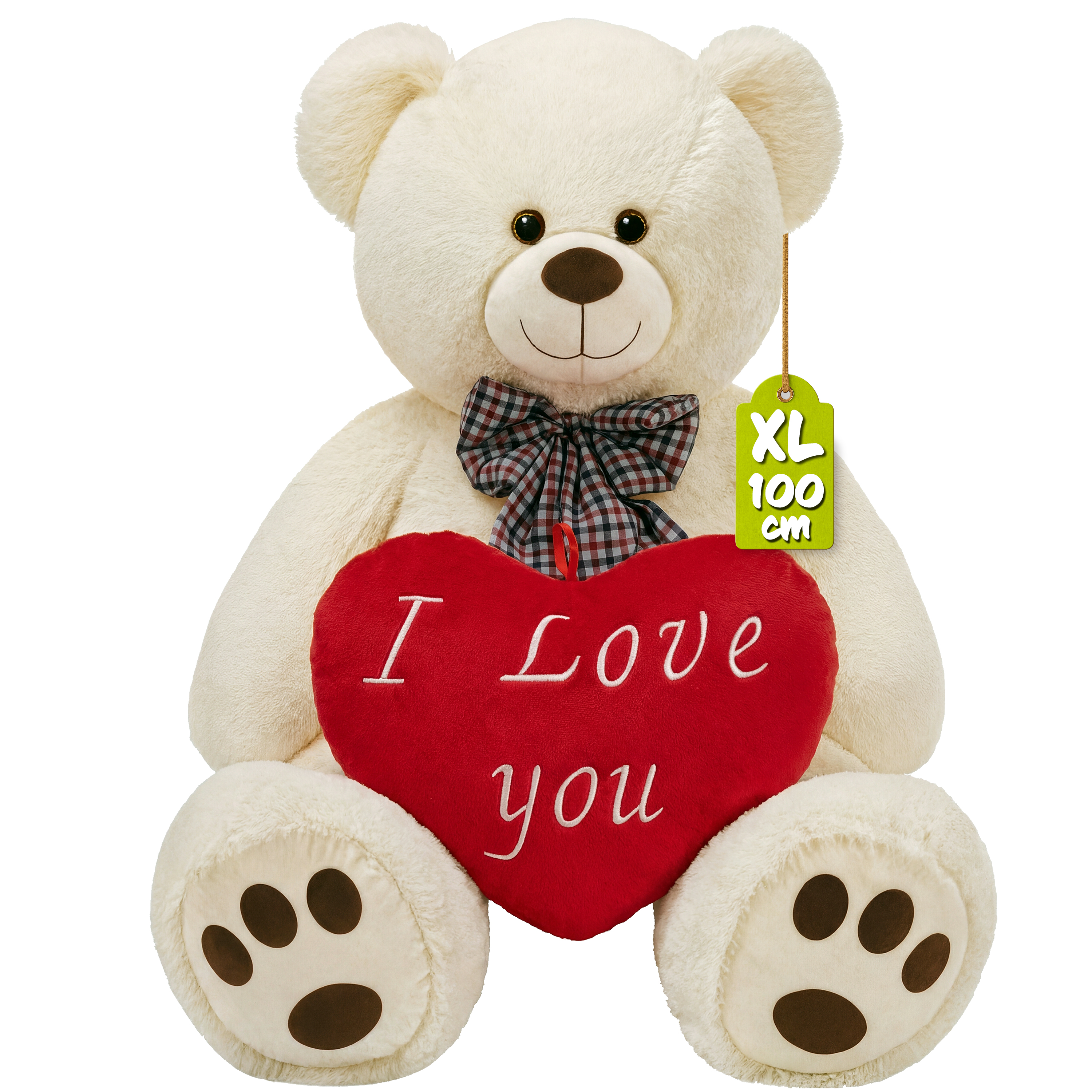 Plüschtier Teddybär Beige 100cm inkl Herzkissen – Bild 2