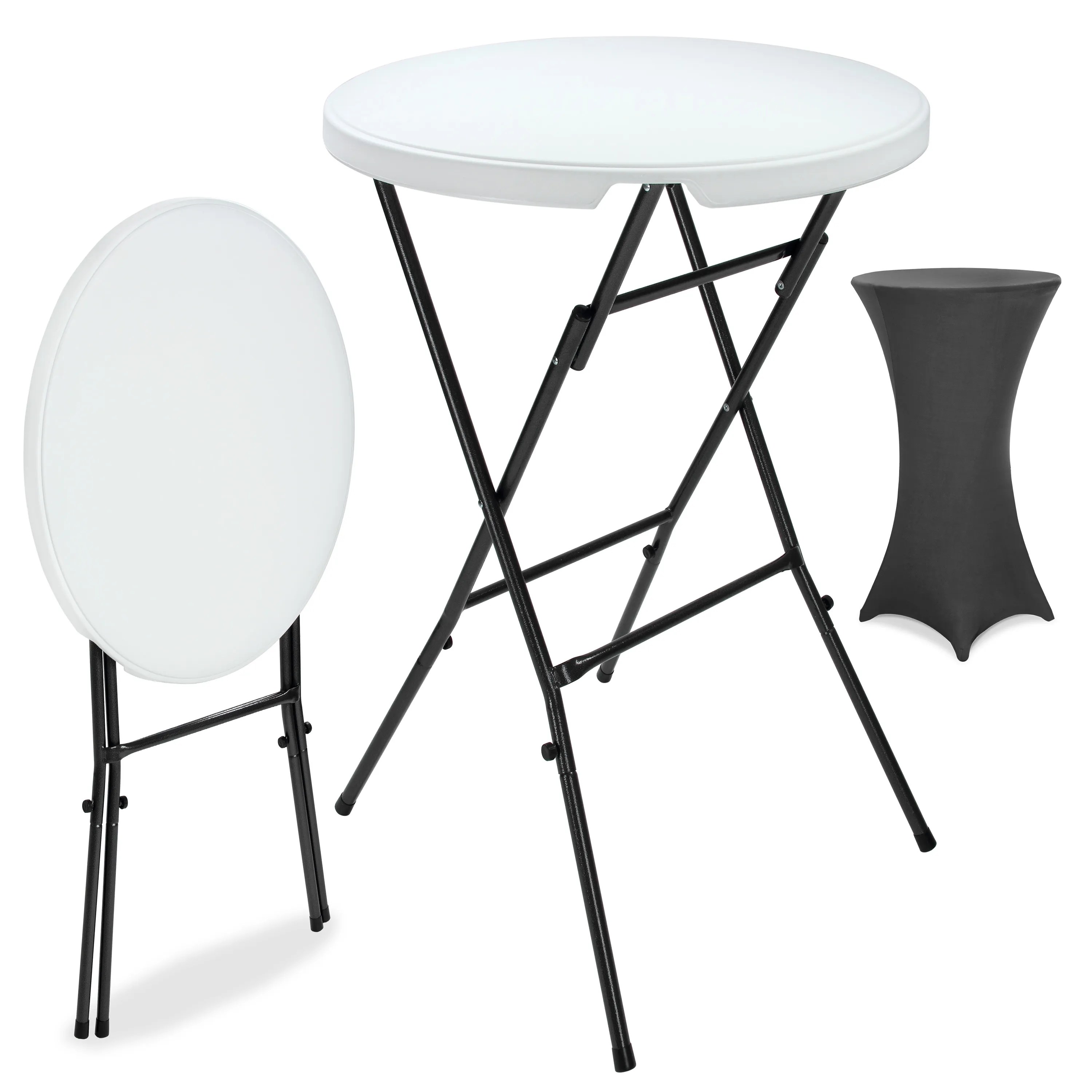 Stehtisch Weiß mit Husse Anthrazit Ø72cm klappbar 110cm Höhe Stehtisch Weiß mit Husse Anthrazit Ø72cm klappbar 110cm Höhe