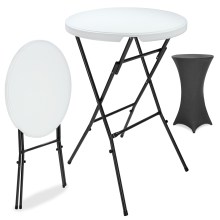 Stehtisch Weiß mit Husse Anthrazit Ø72cm klappbar 110cm Höhe Stehtisch Weiß mit Husse Anthrazit Ø72cm klappbar 110cm Höhe