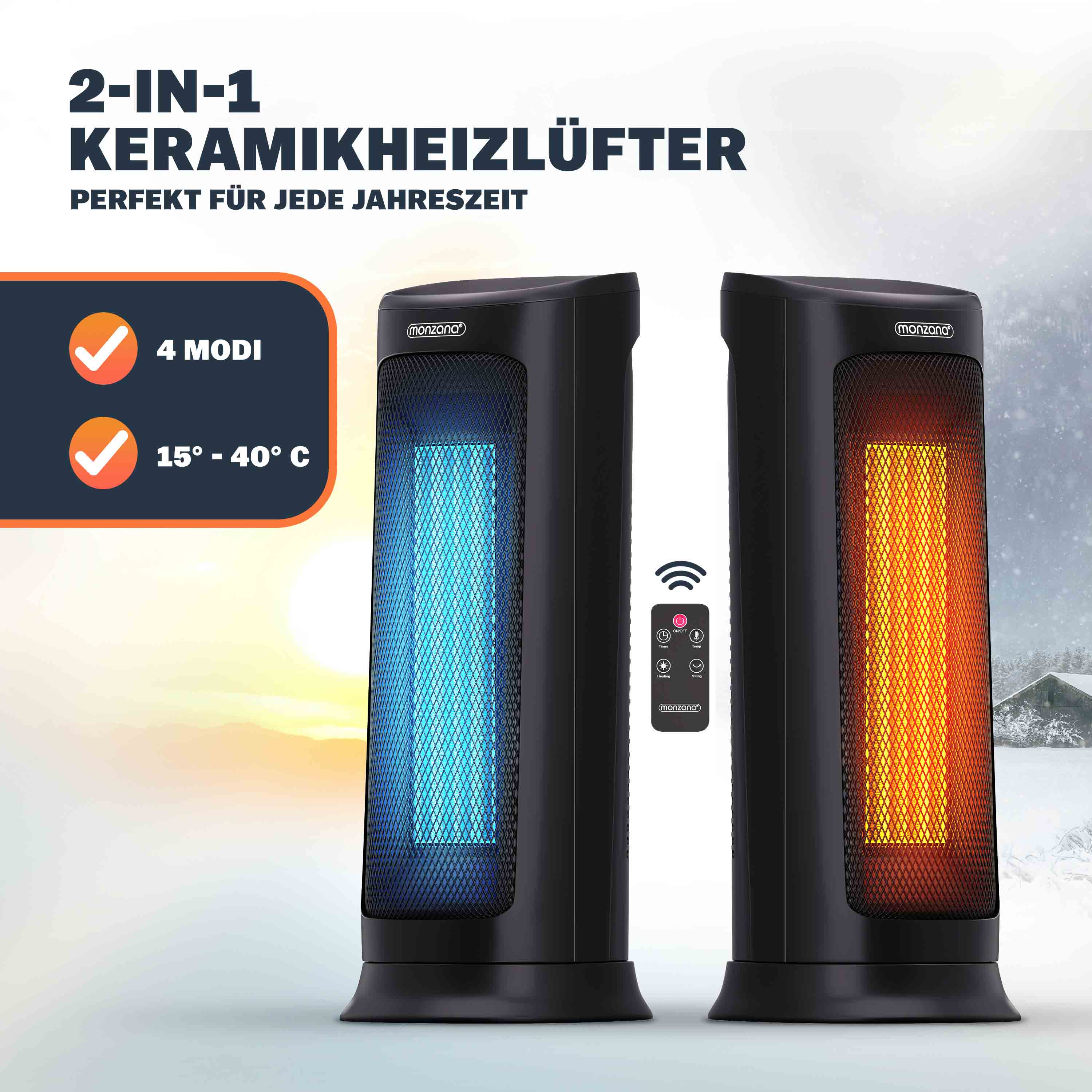 Heizlüfter MZKH2200 Schwarz Keramik 2000W – Bild 2