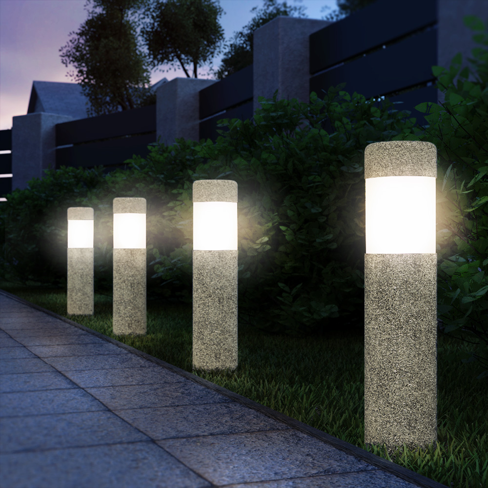 LED Solarleuchte 4er-Set Beige-Grau Steinoptik – Bild 2
