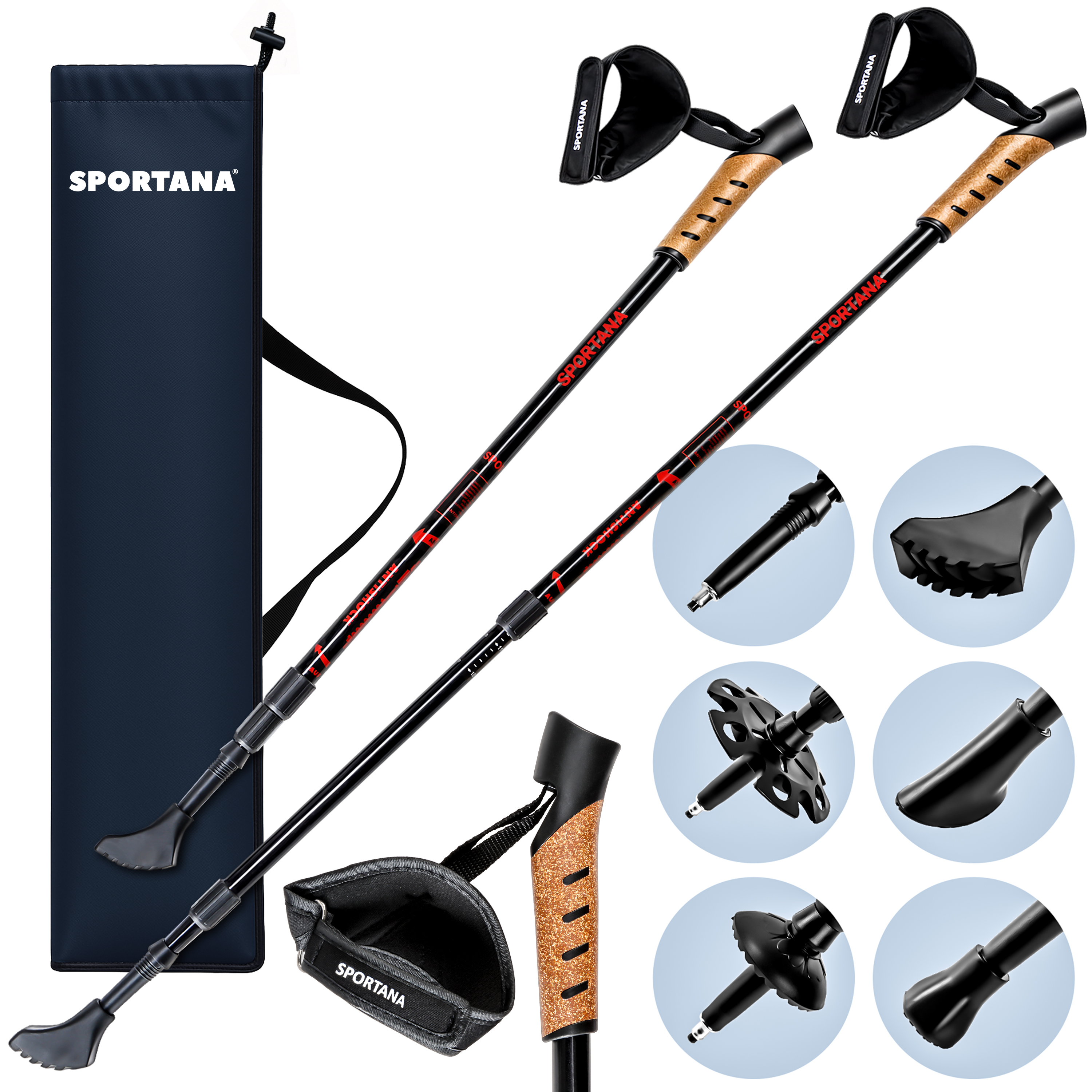 Nordic Walking Stöcke 2er-Set Rot – Bild 2