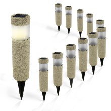 LED Solarleuchte 12er-Set Beige-Grau Steinoptik LED Solarleuchte 12er-Set Beige-Grau Steinoptik