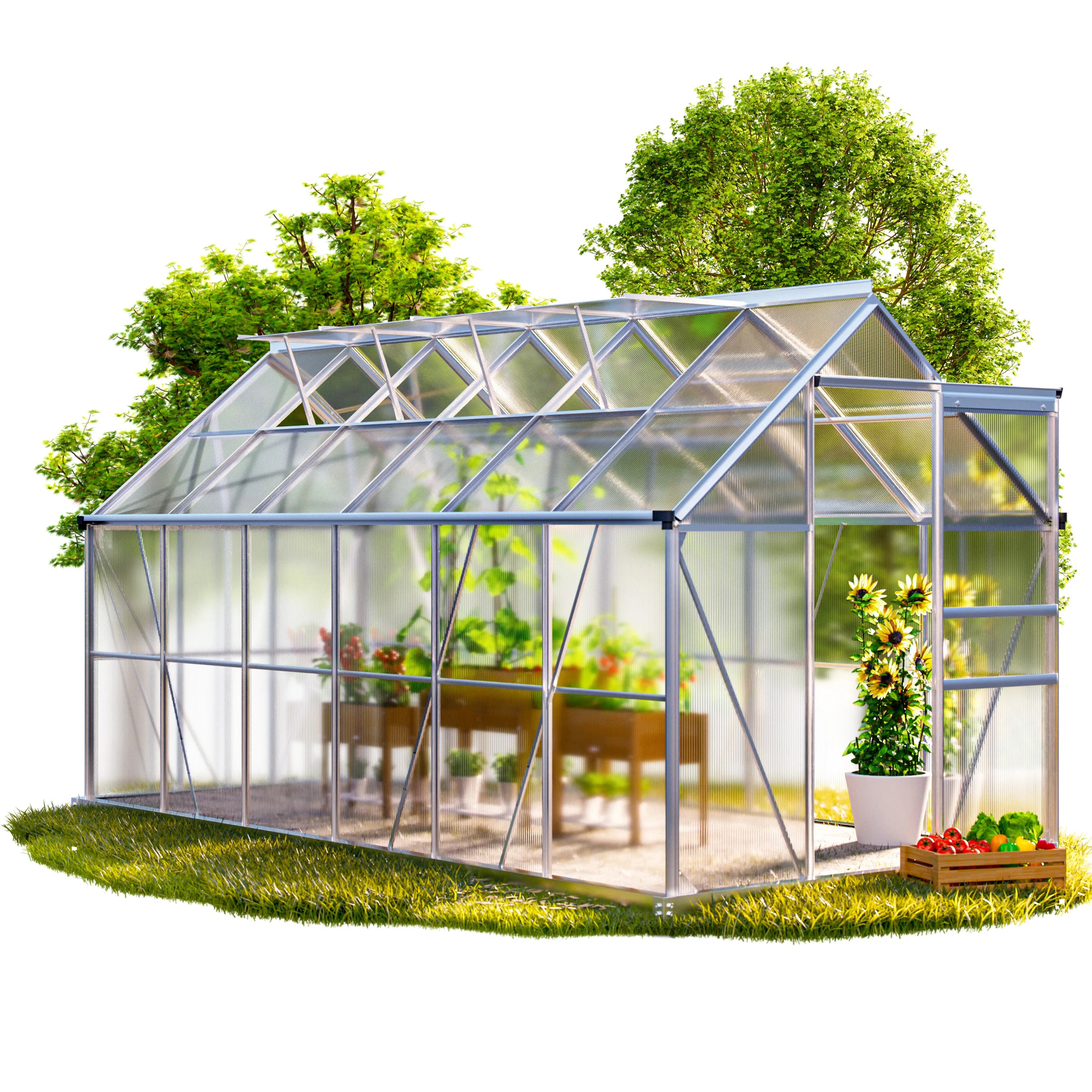 Alu Gewächshaus 380x190x195cm mit Fundament Alu Gewächshaus 380x190x195cm mit Fundament
