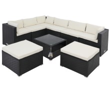 Polyrattan Ecklounge XXL Schwarz/Creme inkl Kissen Polyrattan Ecklounge XXL Schwarz/Creme inkl Kissen