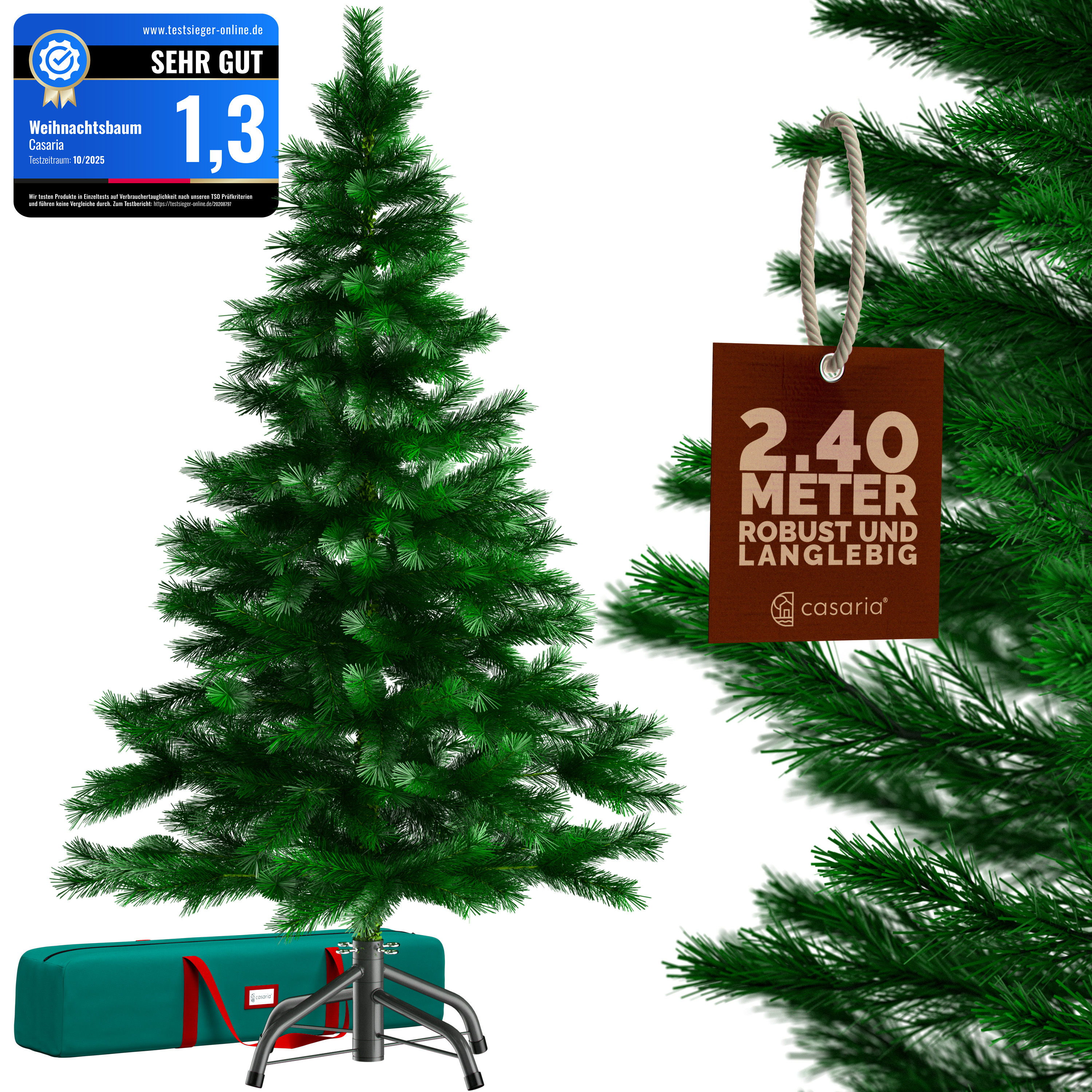 Künstlicher Weihnachtsbaum 240cm PVC realistische Optik mit Metallständer – Bild 2