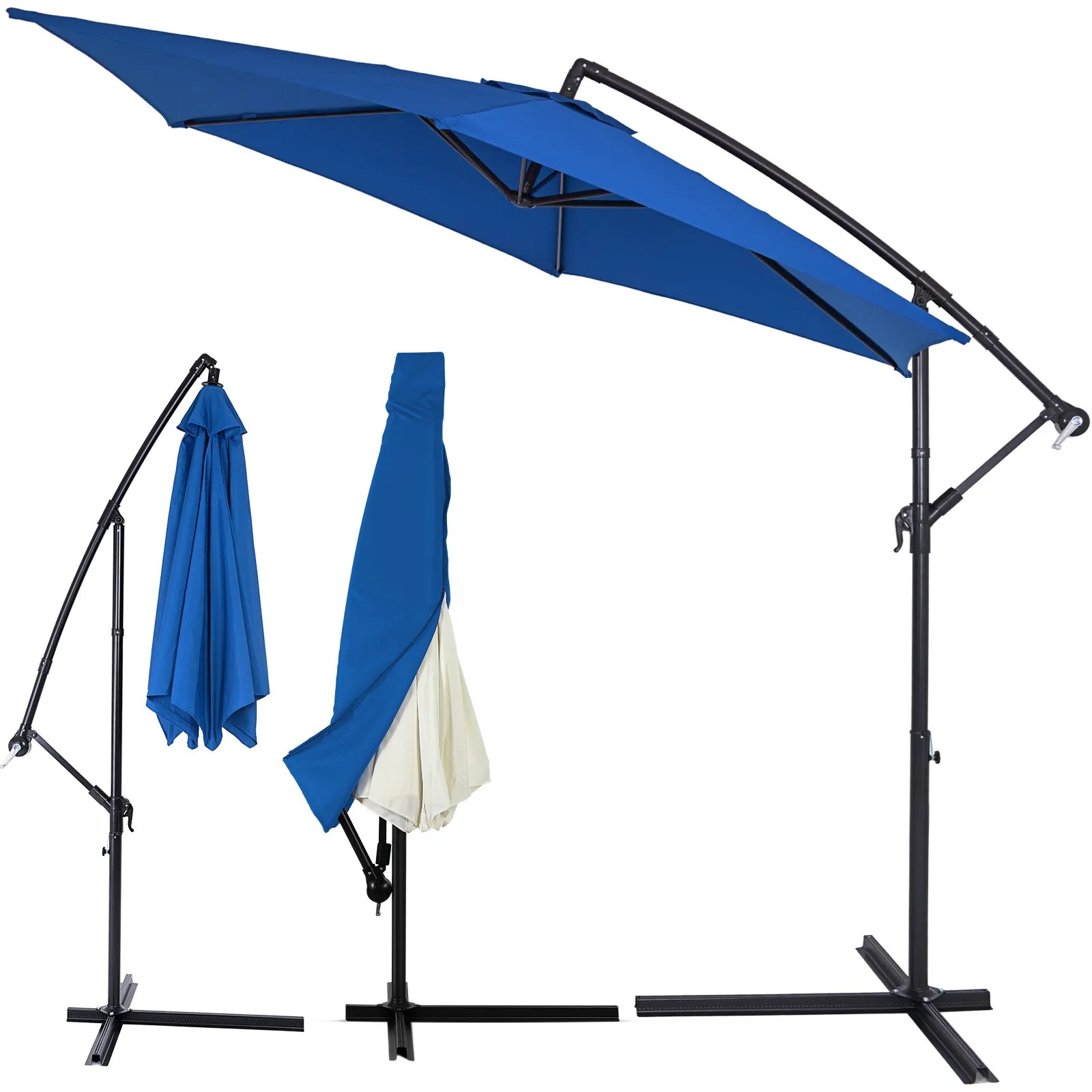 Ampelschirm Ø330cm Blau UV 50+ Alu Kurbel & Abdeckung Ampelschirm Ø330cm Blau UV 50+ Alu Kurbel & Abdeckung