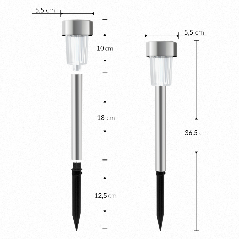 LED Solarleuchte 24er-Set Edelstahl 37cm – Bild 2