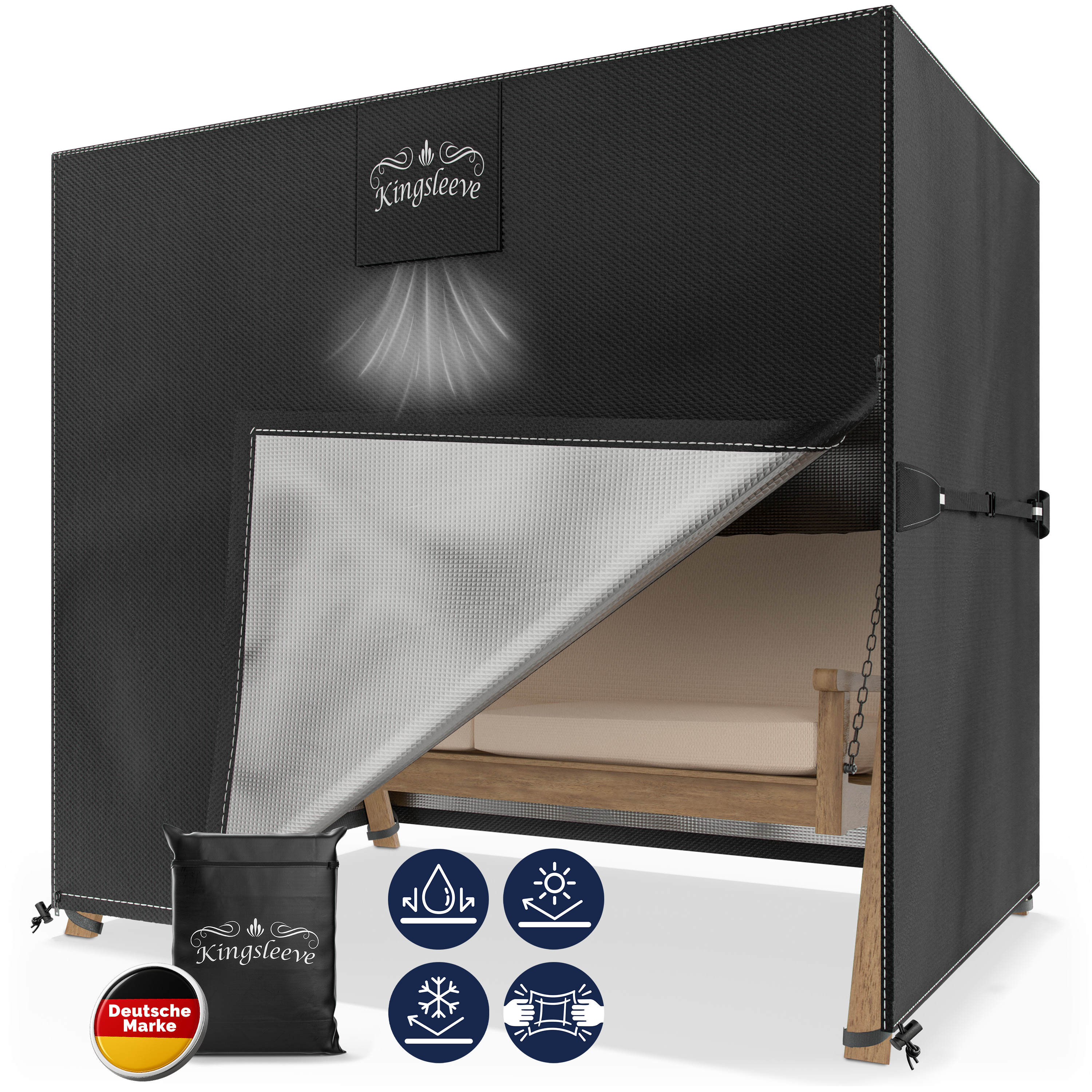 Abdeckplane Hollywoodschaukel Anthrazit 175x125x160cm 9100mm Wassersäule – Bild 2