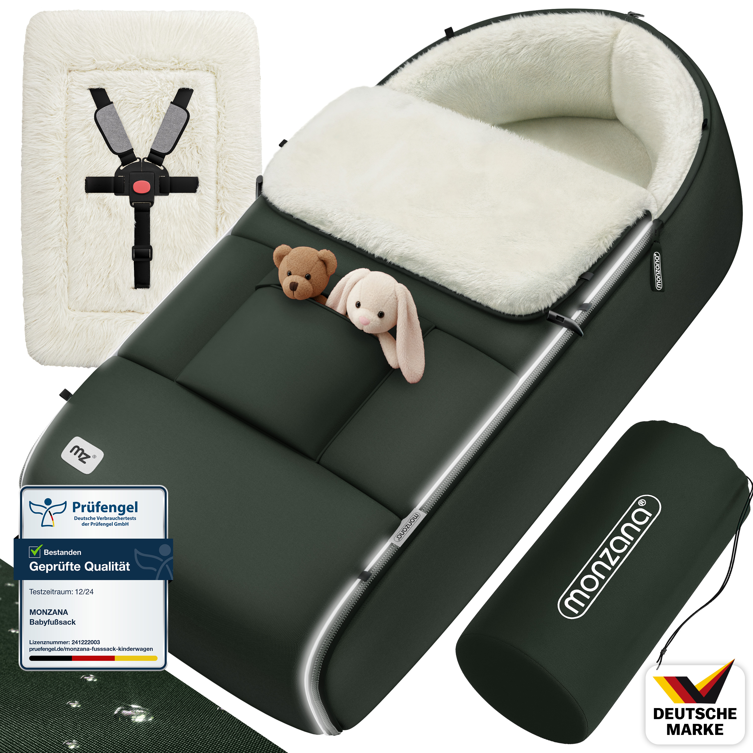 Babyfußsack Grau-Grün gefüttert Kinderwagen geeignet – Bild 2