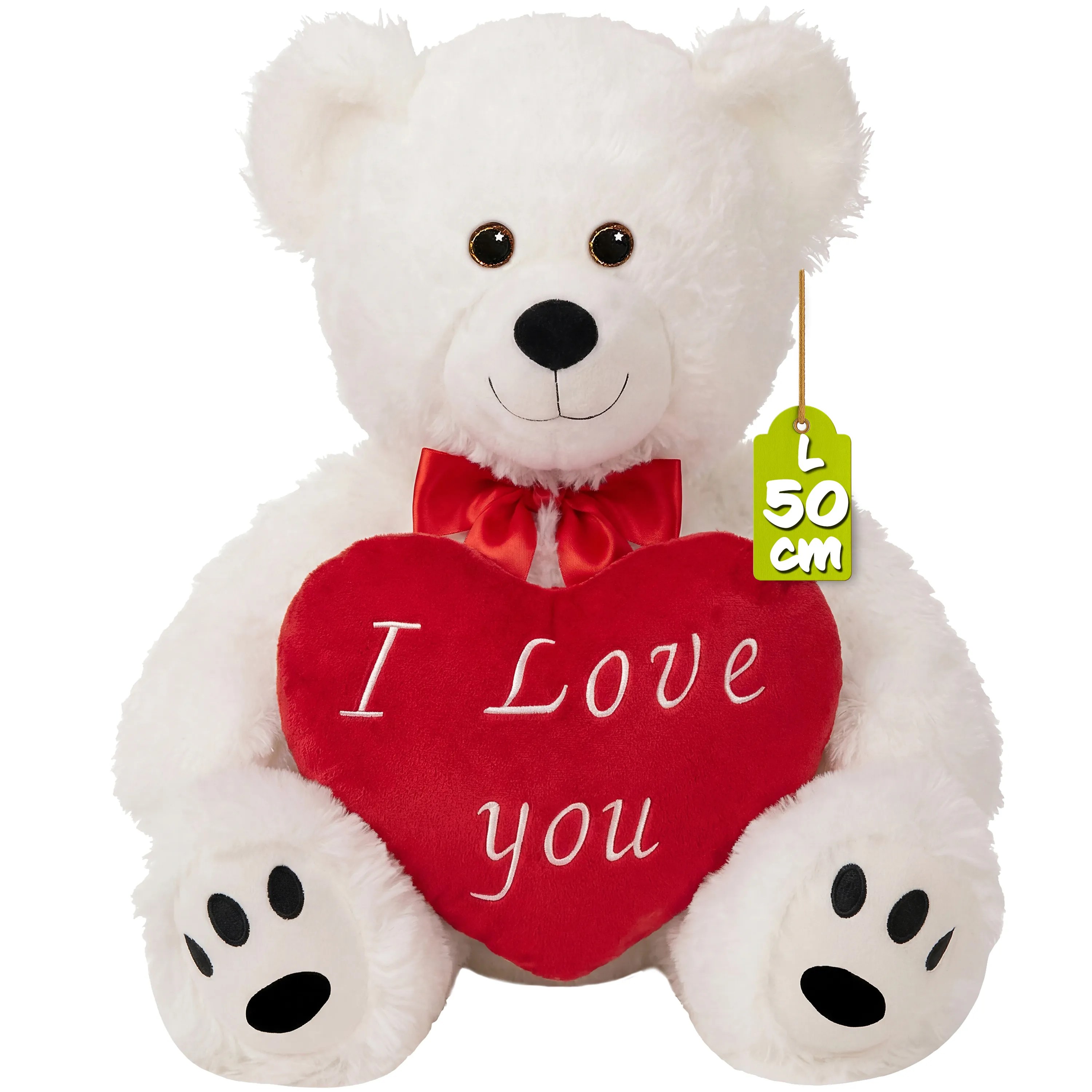 Plüschtier Teddybär Weiß 50cm inkl Herzkissen – Bild 2