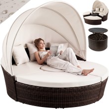 Polyrattan Sonneninsel Braun Ø185cm WPC-Teleskoptisch Polyrattan Sonneninsel Braun Ø185cm WPC-Teleskoptisch