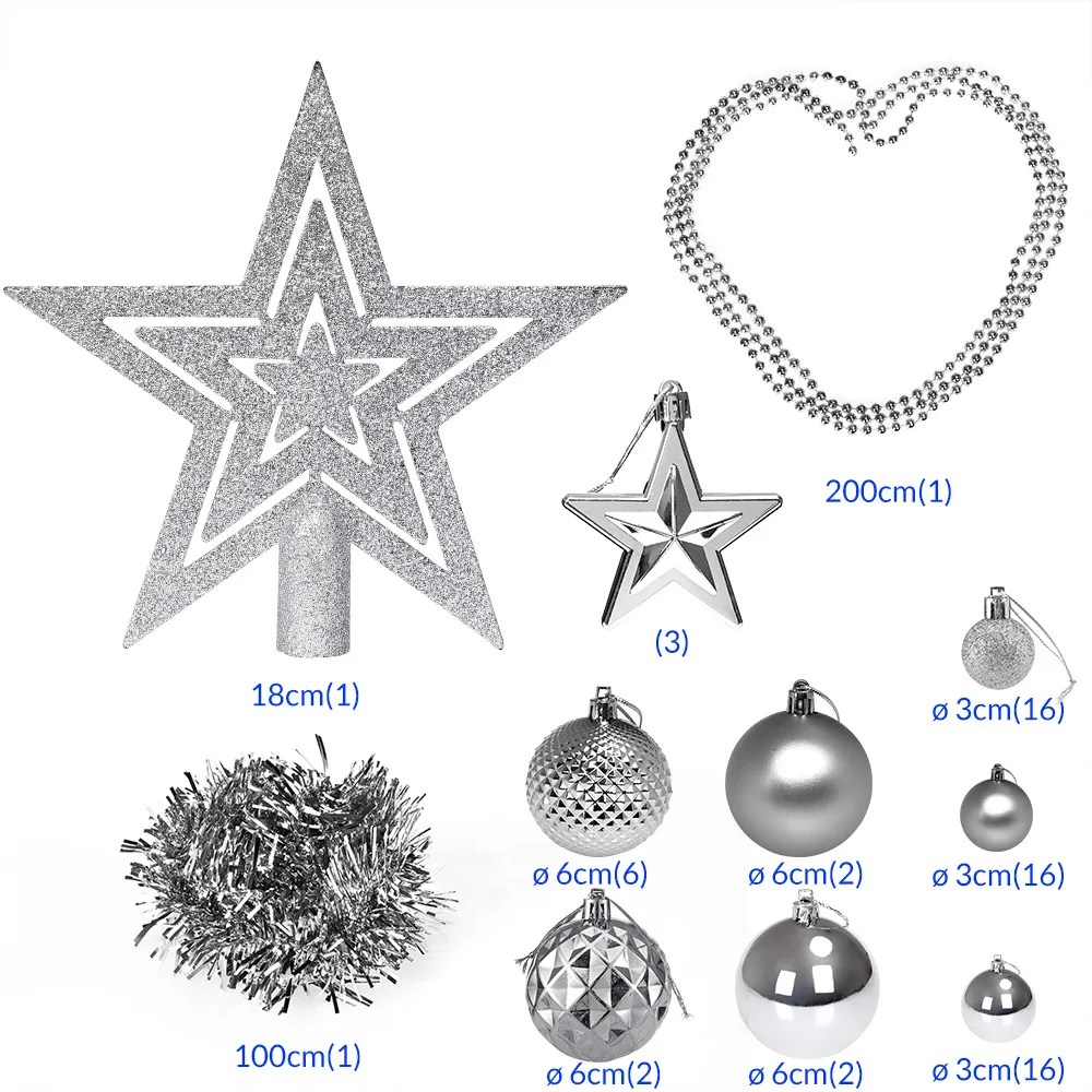 Weihnachtskugeln Silber 66 tlg in matt glänzend & glitzernd – Bild 2