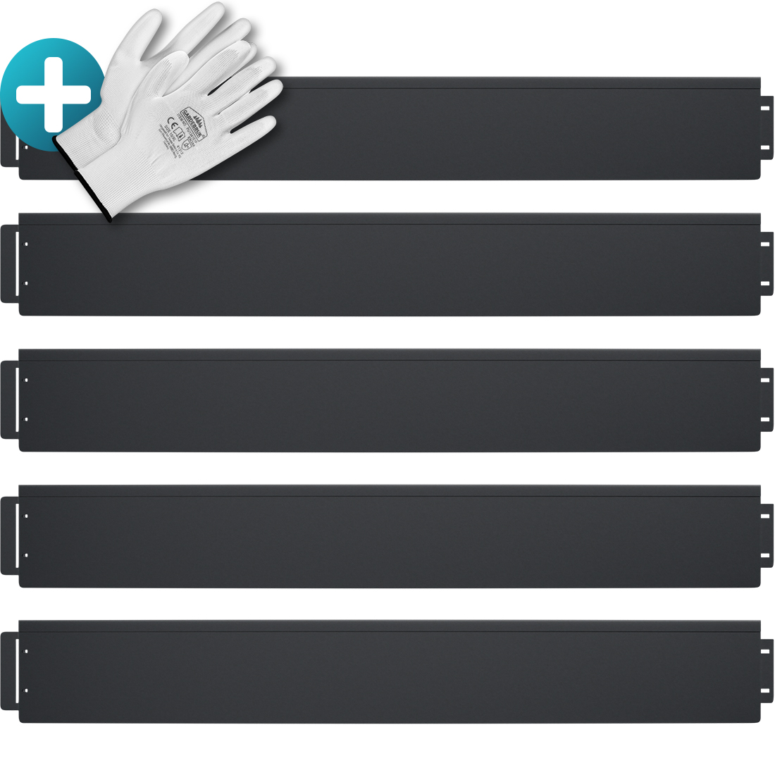Beeteinfassung 5er-Set Schwarz Metall 5mx18cm – Bild 2