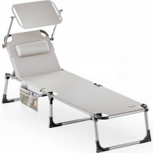 Gartenliege Malta Creme 210x61x35cm Alu Sonnendach Gartenliege Malta Creme 210x61x35cm Alu Sonnendach