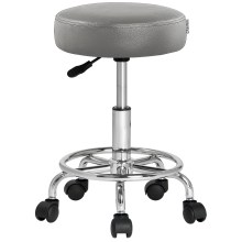 Rollhocker Kunstleder Grau 360° drehbar Fußablage Rollhocker Kunstleder Grau 360° drehbar Fußablage