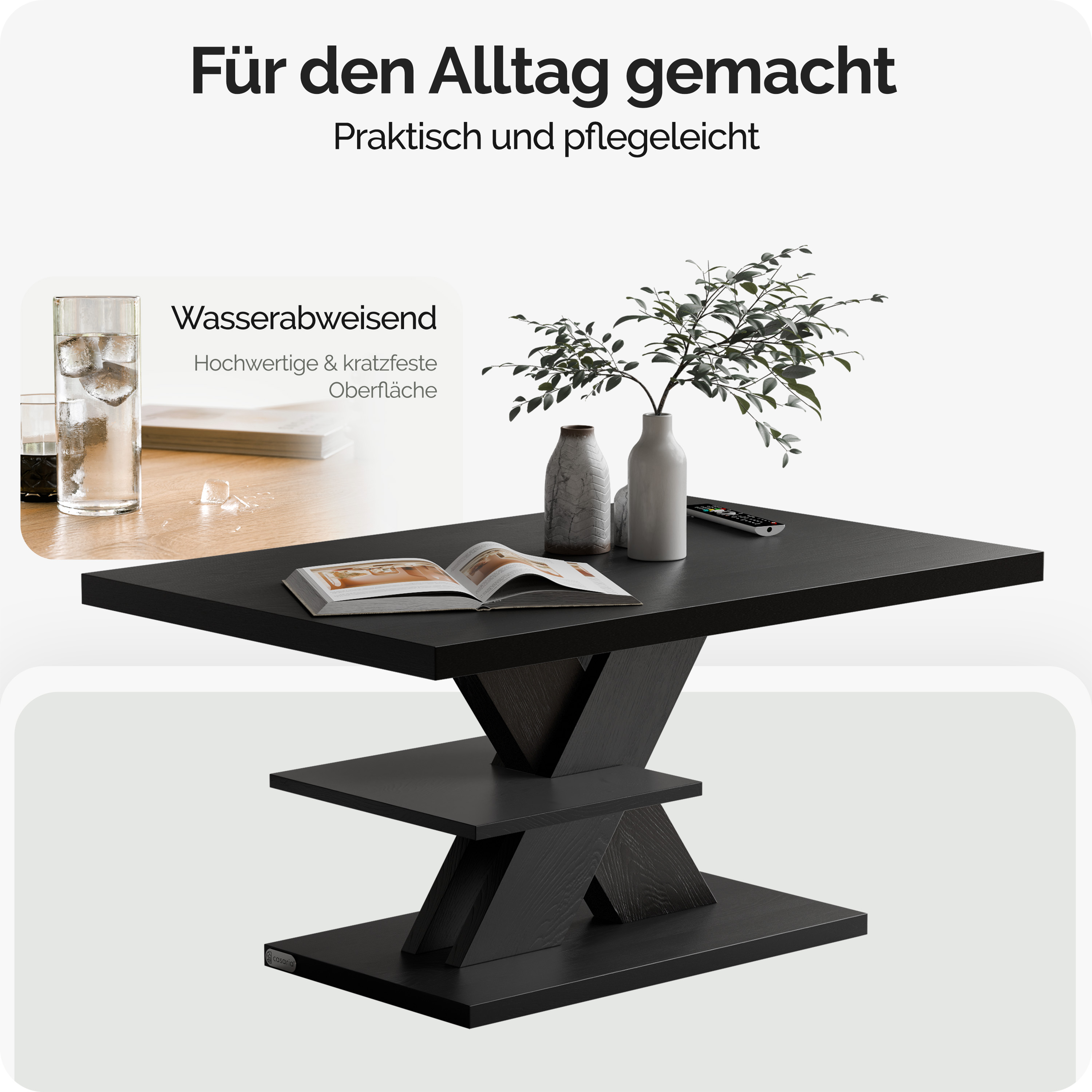 Couchtisch Detroit Schwarz 90x60x45cm – Bild 2