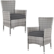 Polyrattan Gartenstuhl 2er-Set Grau/Anthrazit stapelbar Polyrattan Gartenstuhl 2er-Set Grau/Anthrazit stapelbar
