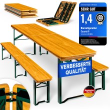 Bierzeltgarnitur 220cm klappbar 10 Personen hohe Belastbarkeit massives Holz Bierzeltgarnitur 220cm klappbar 10 Personen hohe Belastbarkeit massives Holz