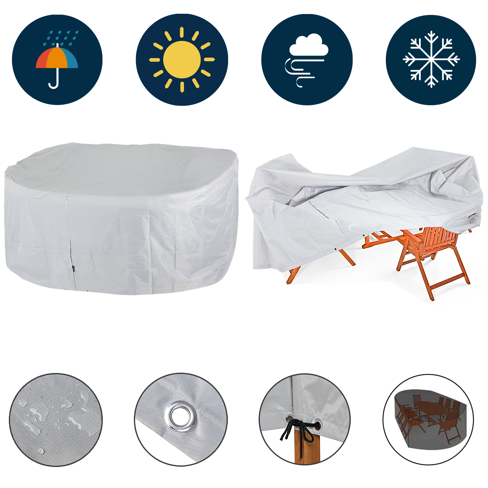 Abdeckung Sitzgarnitur Vanamo Silber 420D Oxford 242x162x100cm – Bild 2