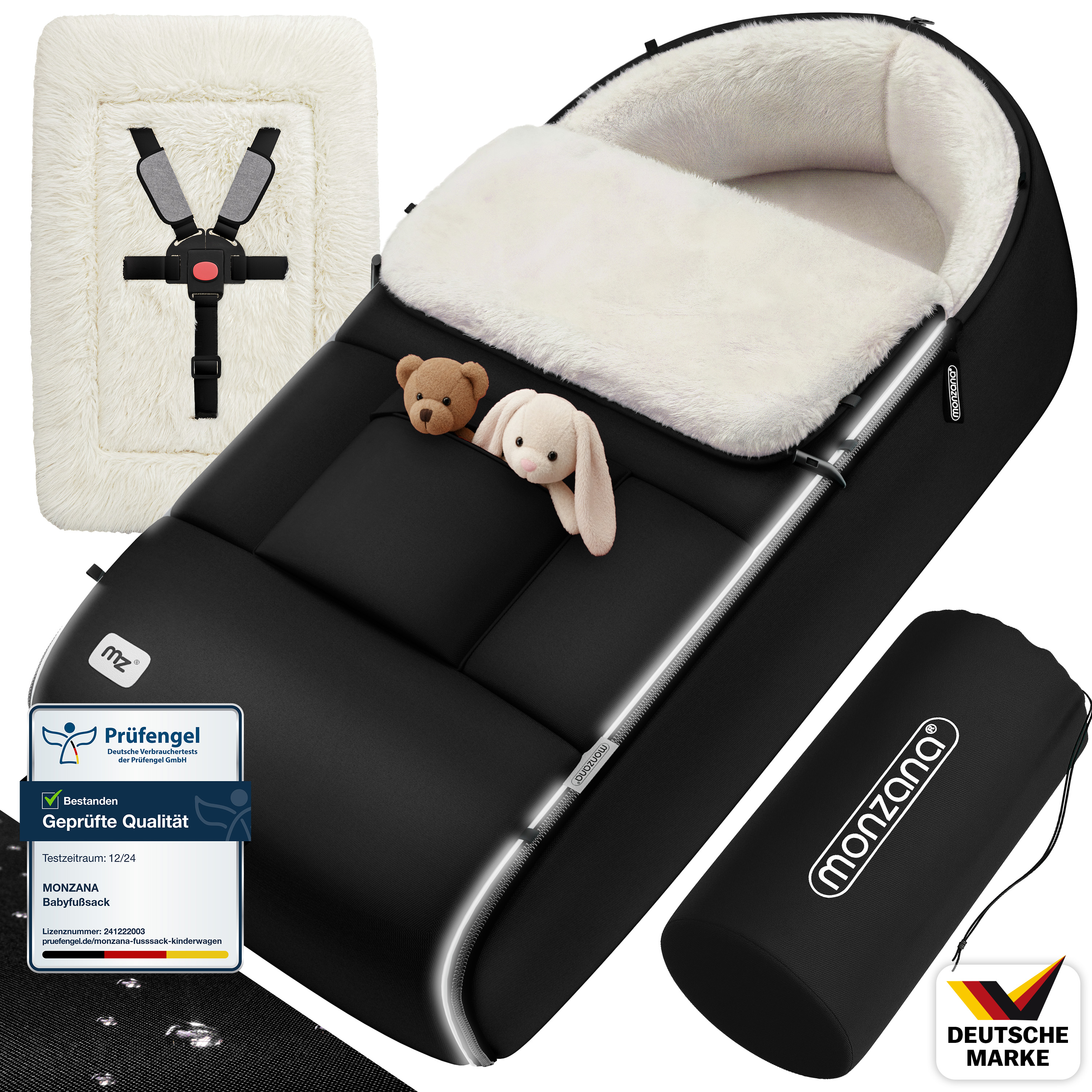 Babyfußsack Schwarz gefüttert Kinderwagen geeignet – Bild 2