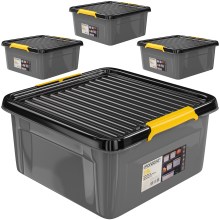 Aufbewahrungsbox 4er-Set Grau/Anthrazit 39x39x16cm stapelbar Aufbewahrungsbox 4er-Set Grau/Anthrazit 39x39x16cm stapelbar