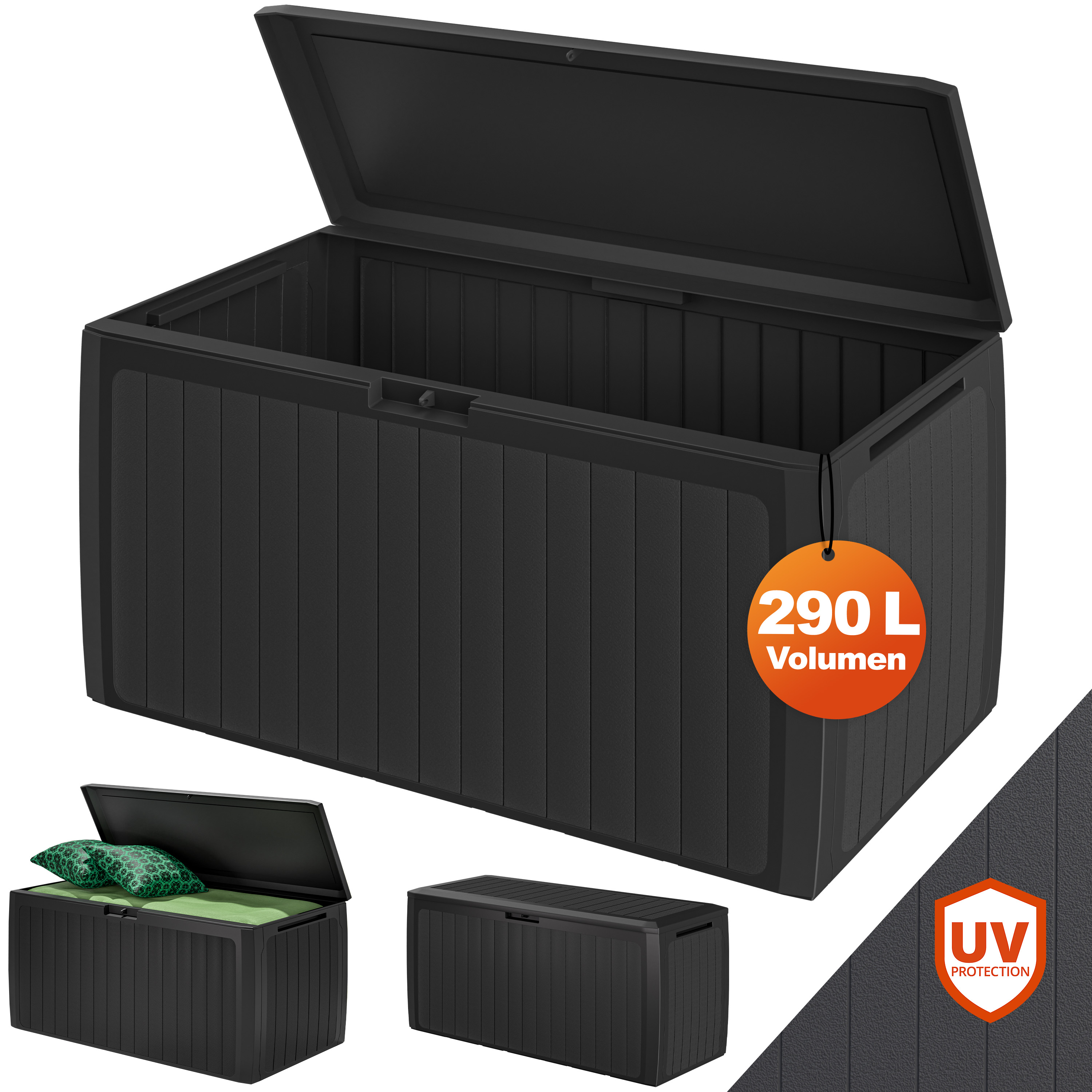 Gartenbox 290L Anthrazit Board Plus mit Rollen wetterfest – Bild 2