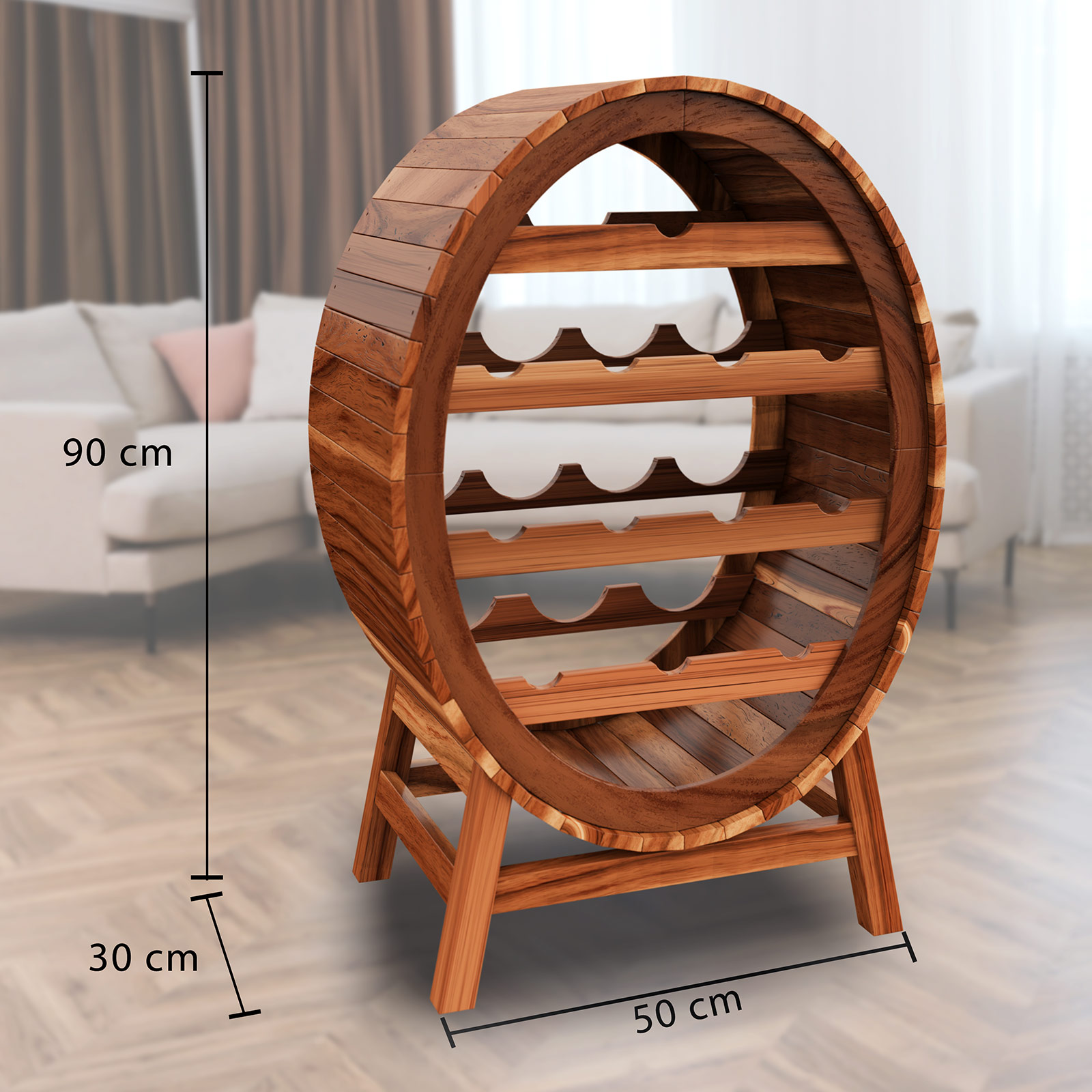 Weinregal 12 Flaschen Weinfass Design – Bild 2