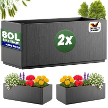 Blumentopf Ethica 2er-Set Anthrazit Kunststoff 80x36x36cm Blumentopf Ethica 2er-Set Anthrazit Kunststoff 80x36x36cm
