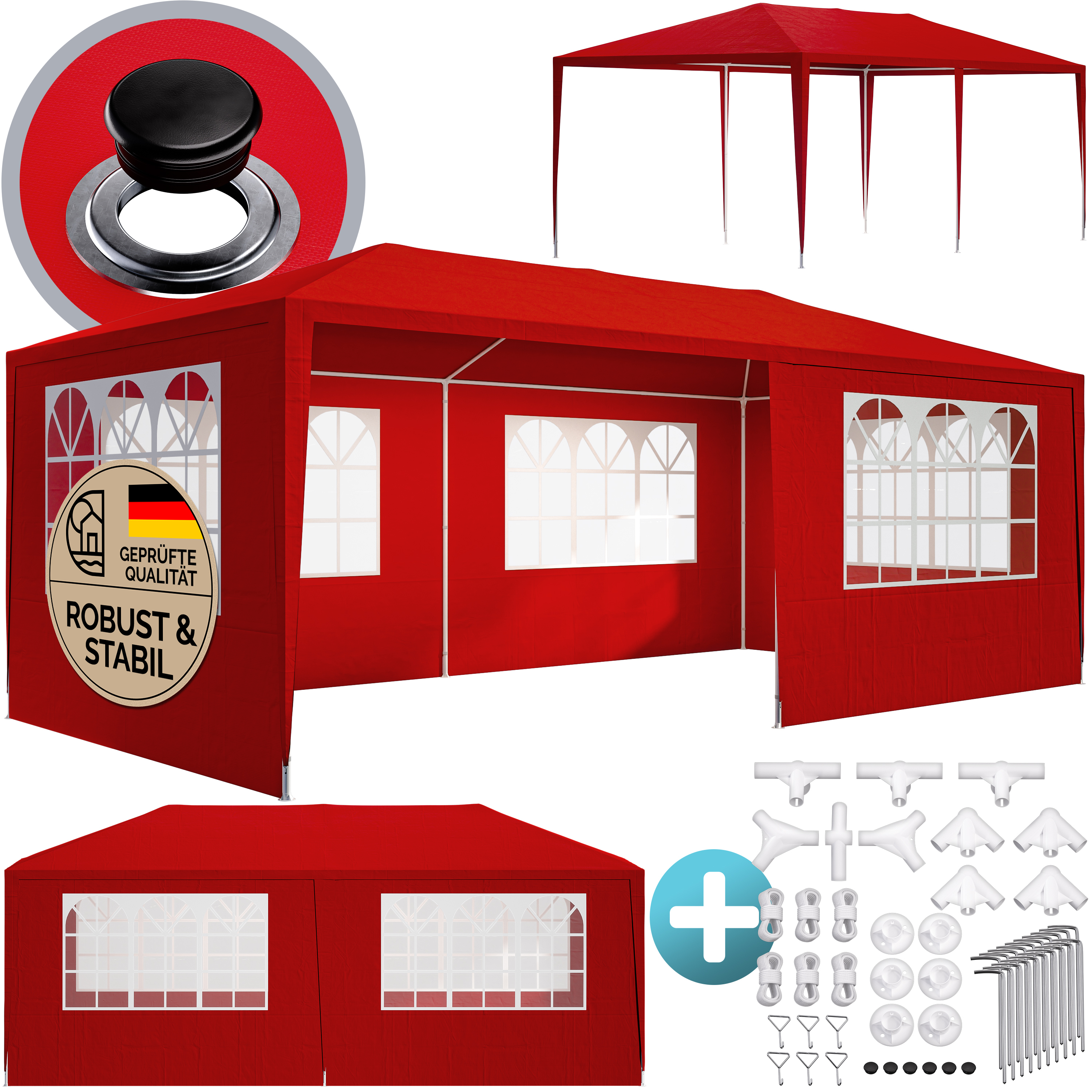 Festzelt Rimini Rot 3x6m UV-Schutz 50+ – Bild 2