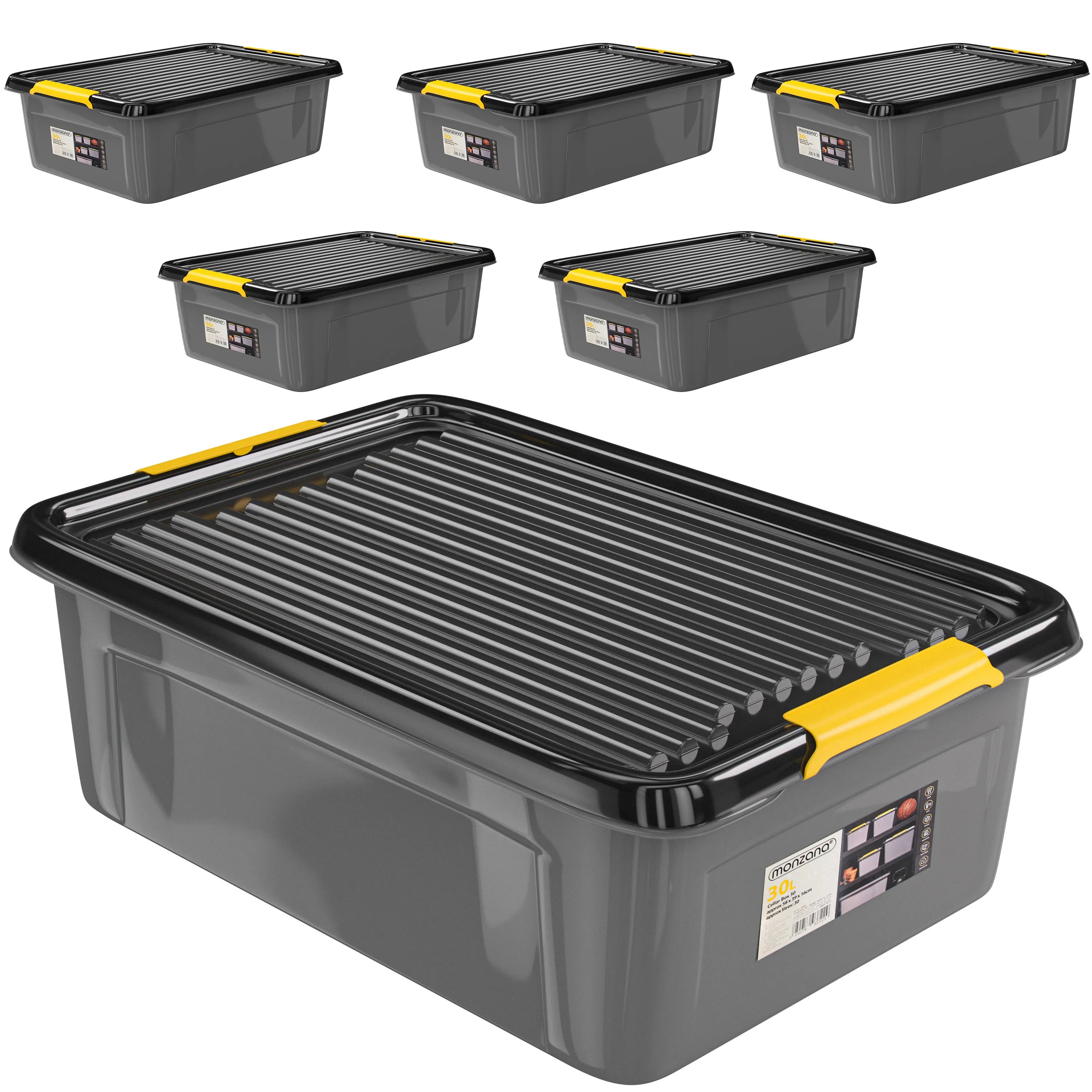 Aufbewahrungsbox 6er-Set Grau/Anthrazit 58x39x16cm stapelbar Aufbewahrungsbox 6er-Set Grau/Anthrazit 58x39x16cm stapelbar