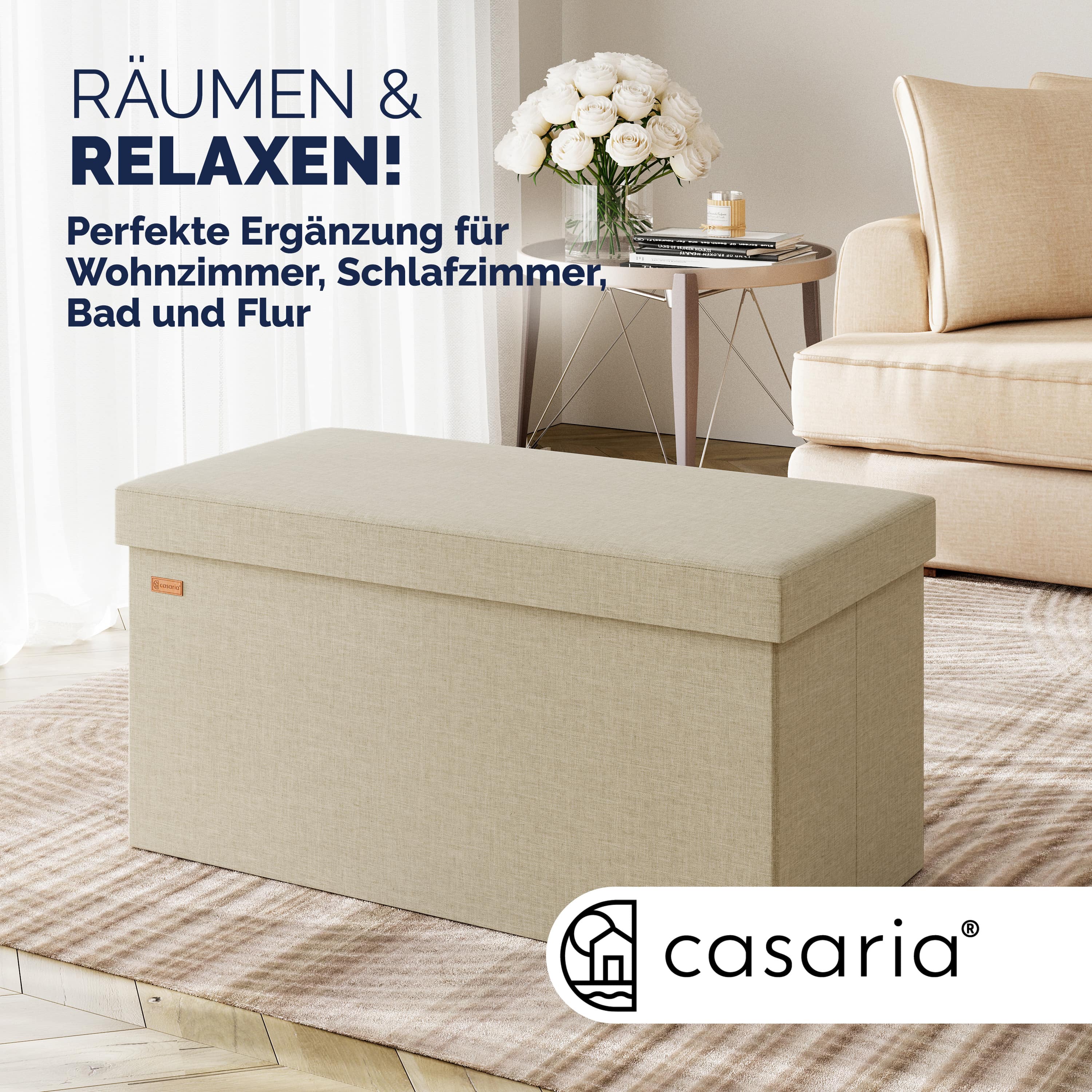 Sitzbank Beige 76x38x38cm MDF faltbar – Bild 2