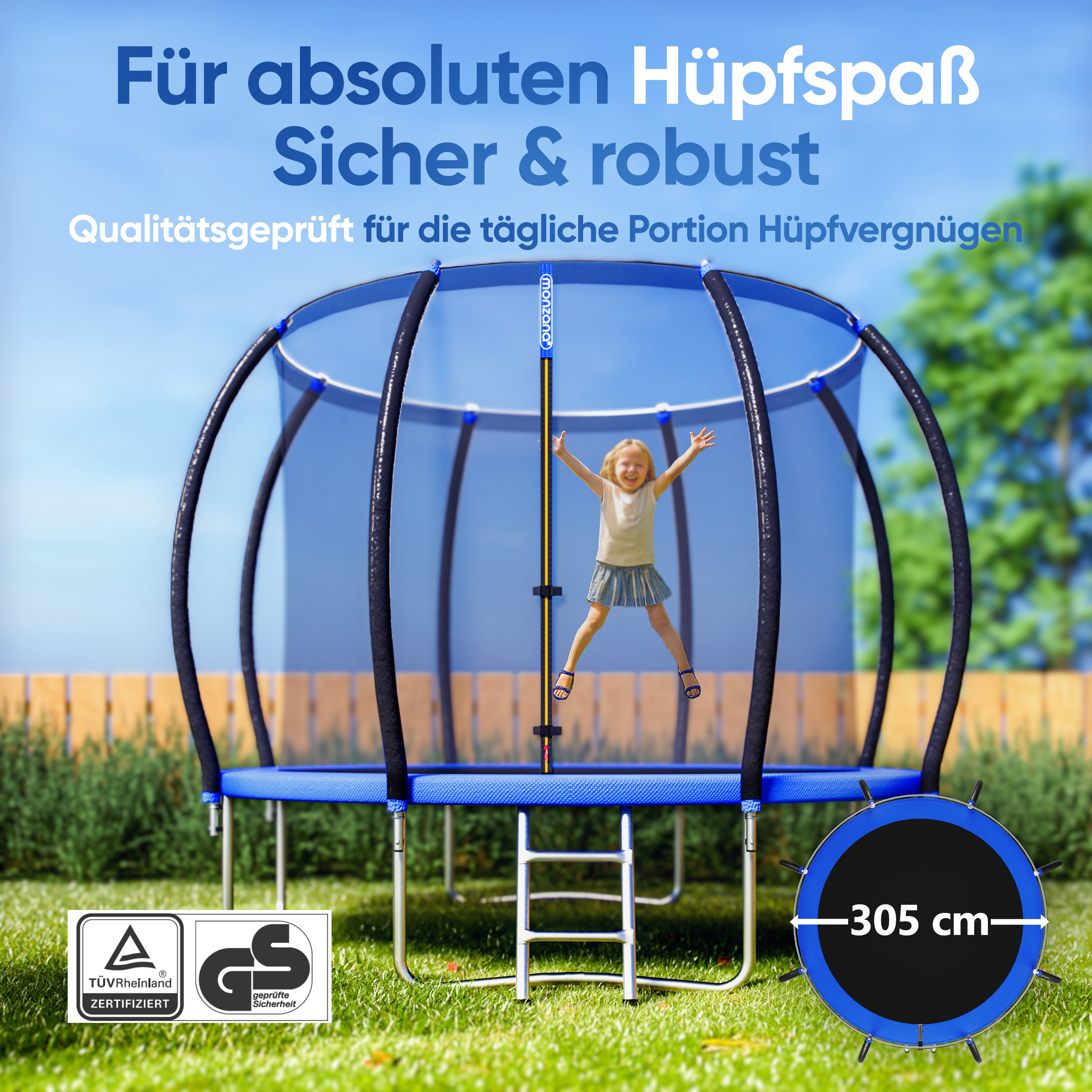 Trampolin Ø305cm Sicherheitsnetz innen TÜV GS – Bild 2