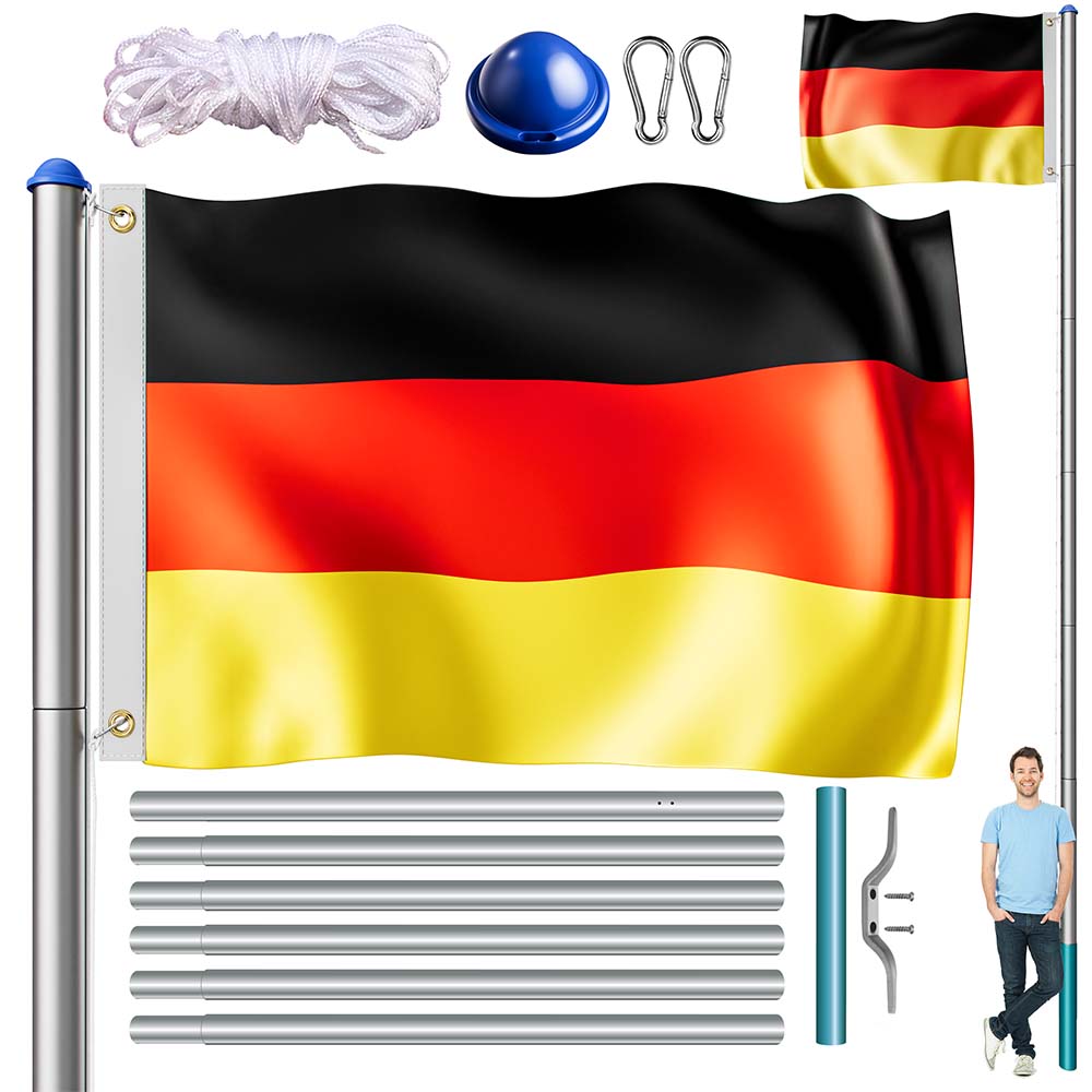 Fahnenmast Alu 650cm mit Deutschland-Flagge Fahnenmast Alu 650cm mit Deutschland-Flagge