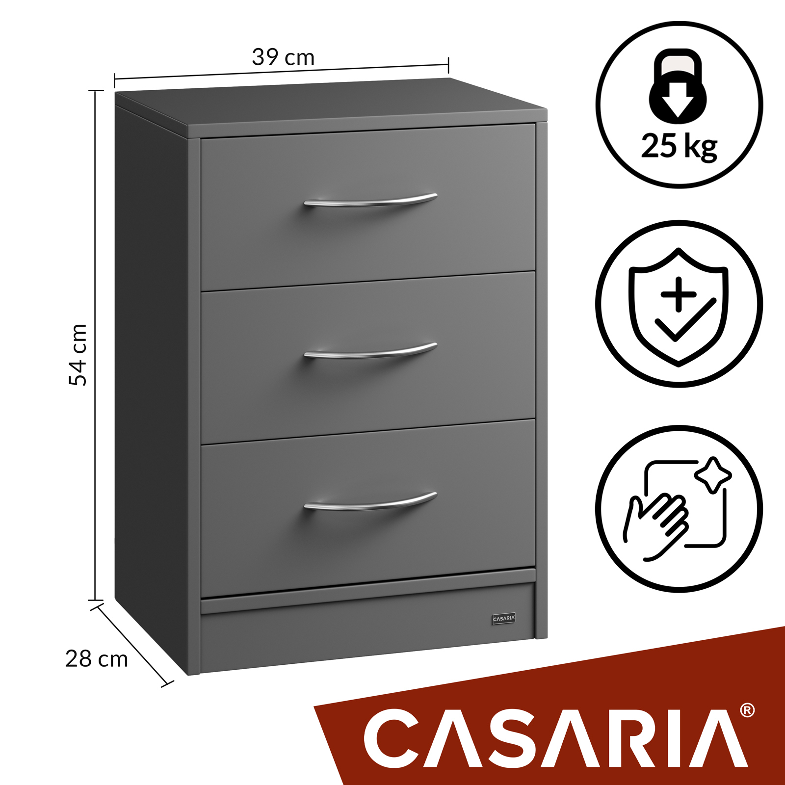 Nachttisch Eloise Anthrazit 54x39x28cm – Bild 2