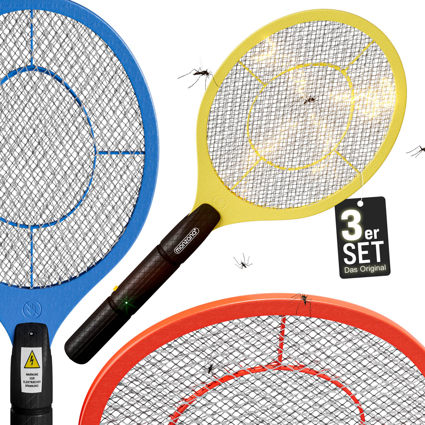 Elektrische Fliegenklatsche 3er-Set Bunt – Bild 2