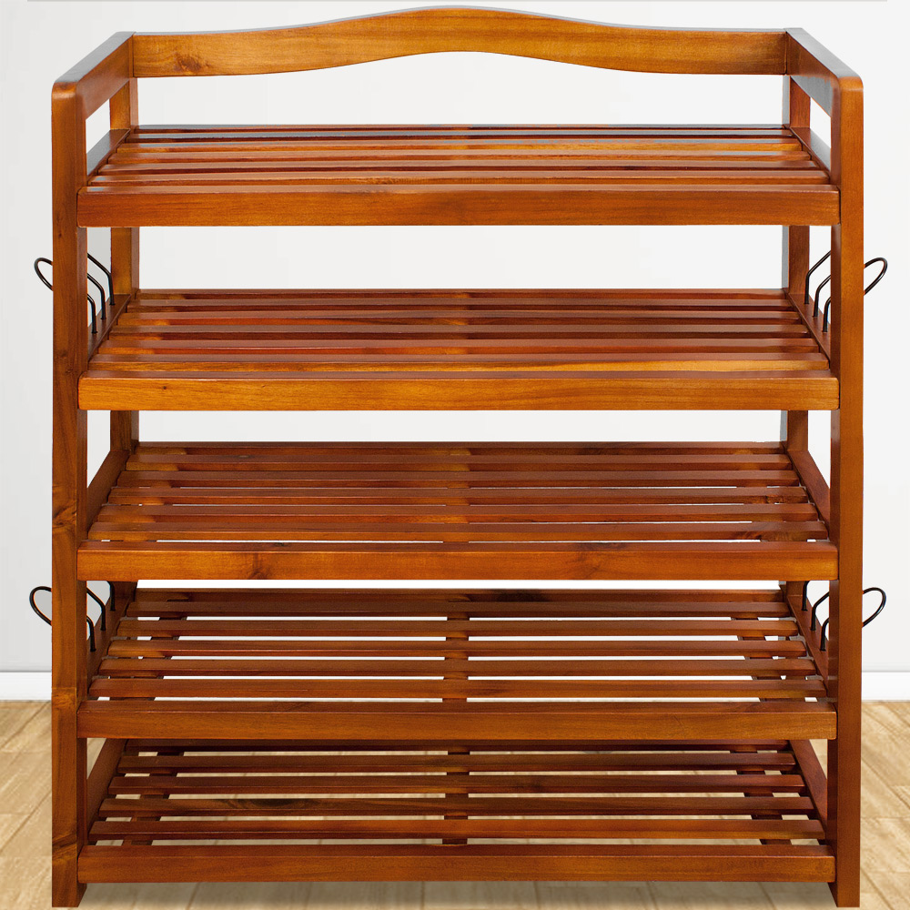 Schuhregal aus Akazienholz 75x26x82cm – Bild 2